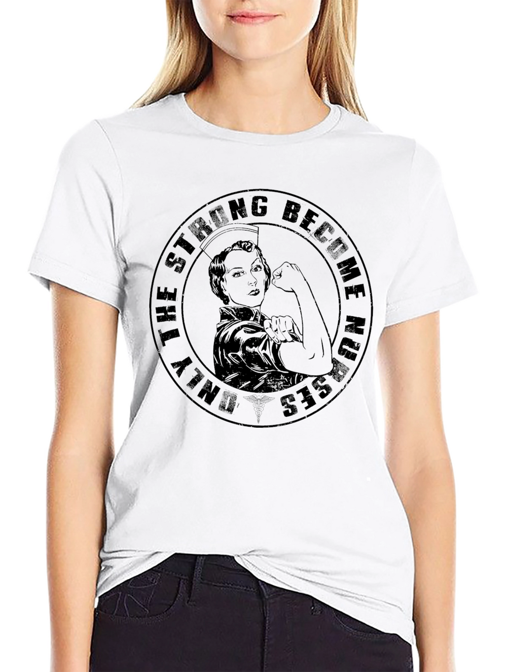 Strong Nurses Graphic Tee - Black Cotton T-Shirt