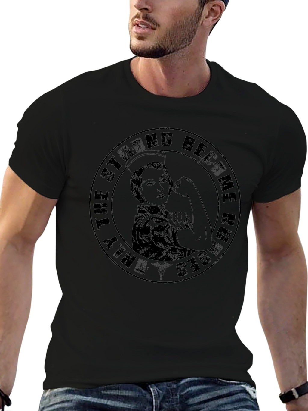 Strong Nurses Graphic Tee - Black Cotton T-Shirt
