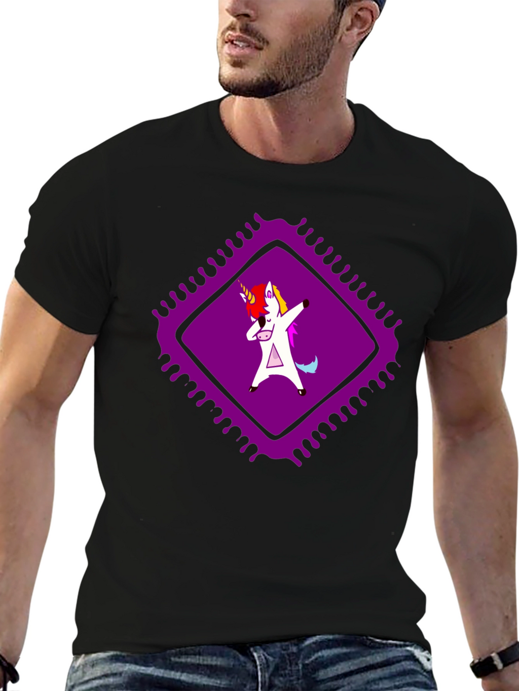 Dabbing Unicorn Graphic Tee - Black