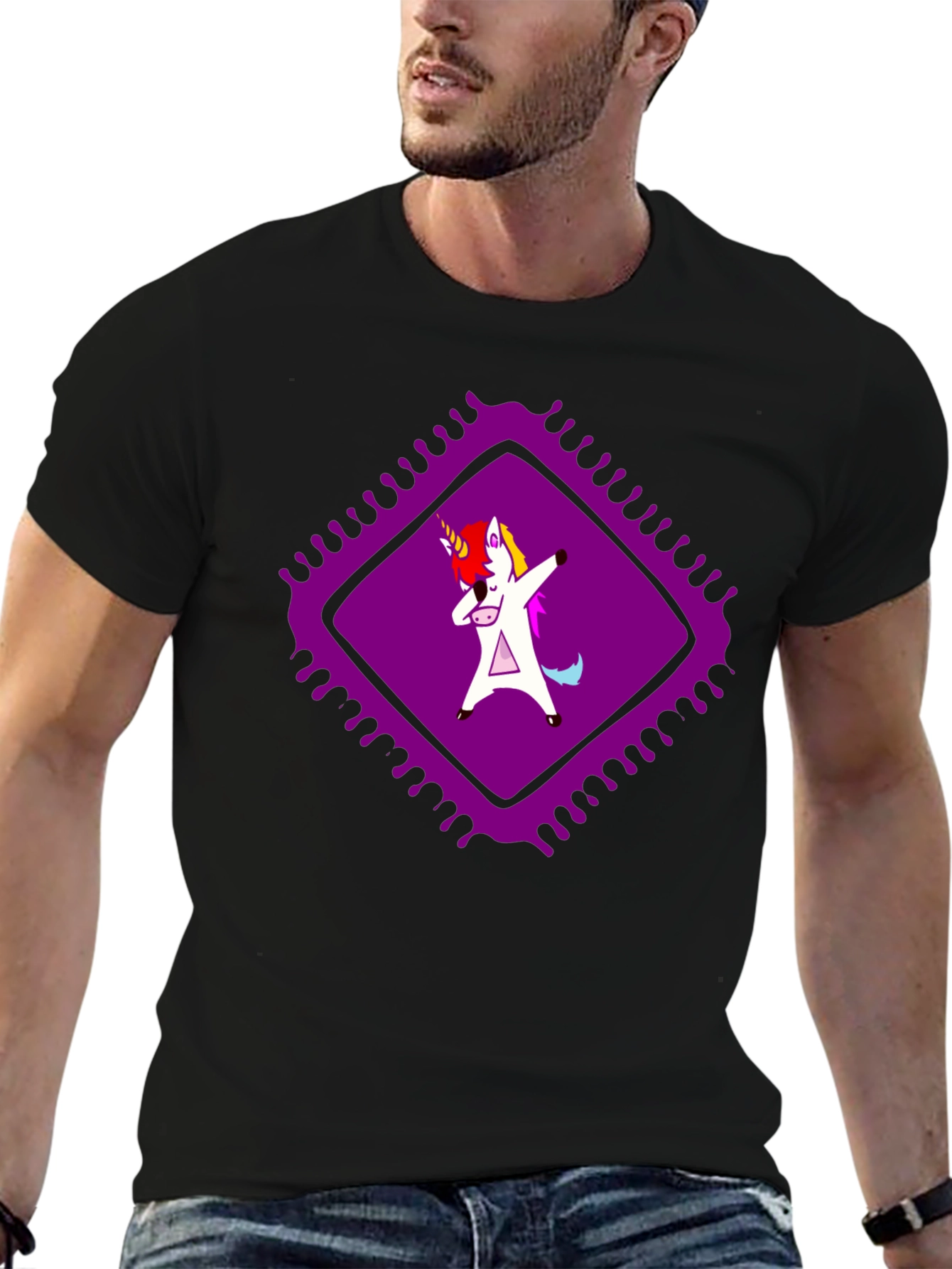 Dabbing Unicorn Graphic Tee - Black