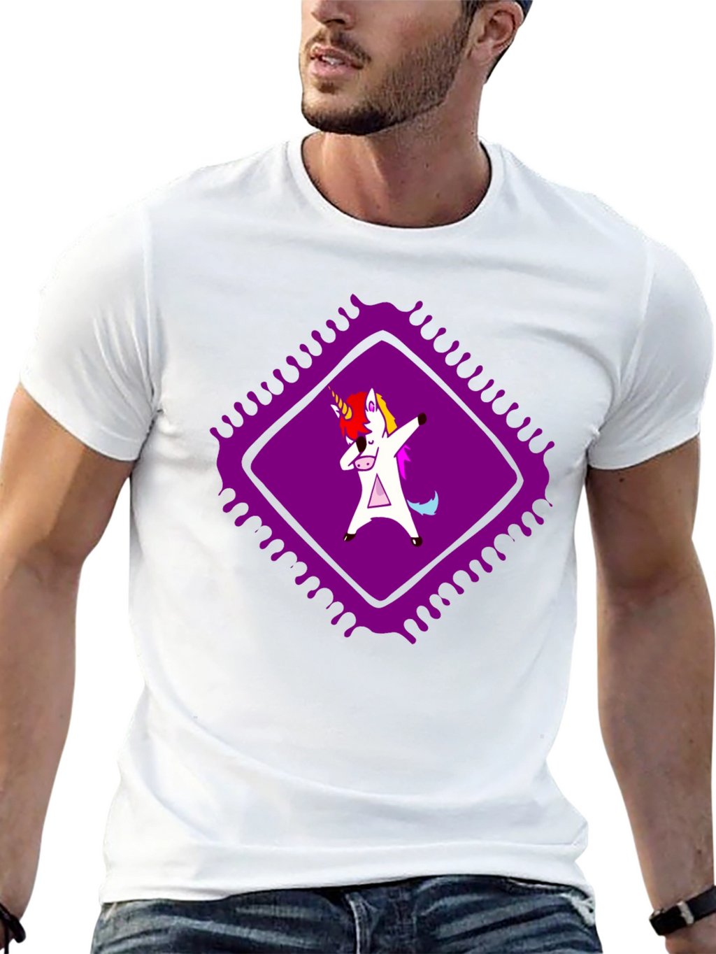 Dabbing Unicorn Graphic Tee - Black