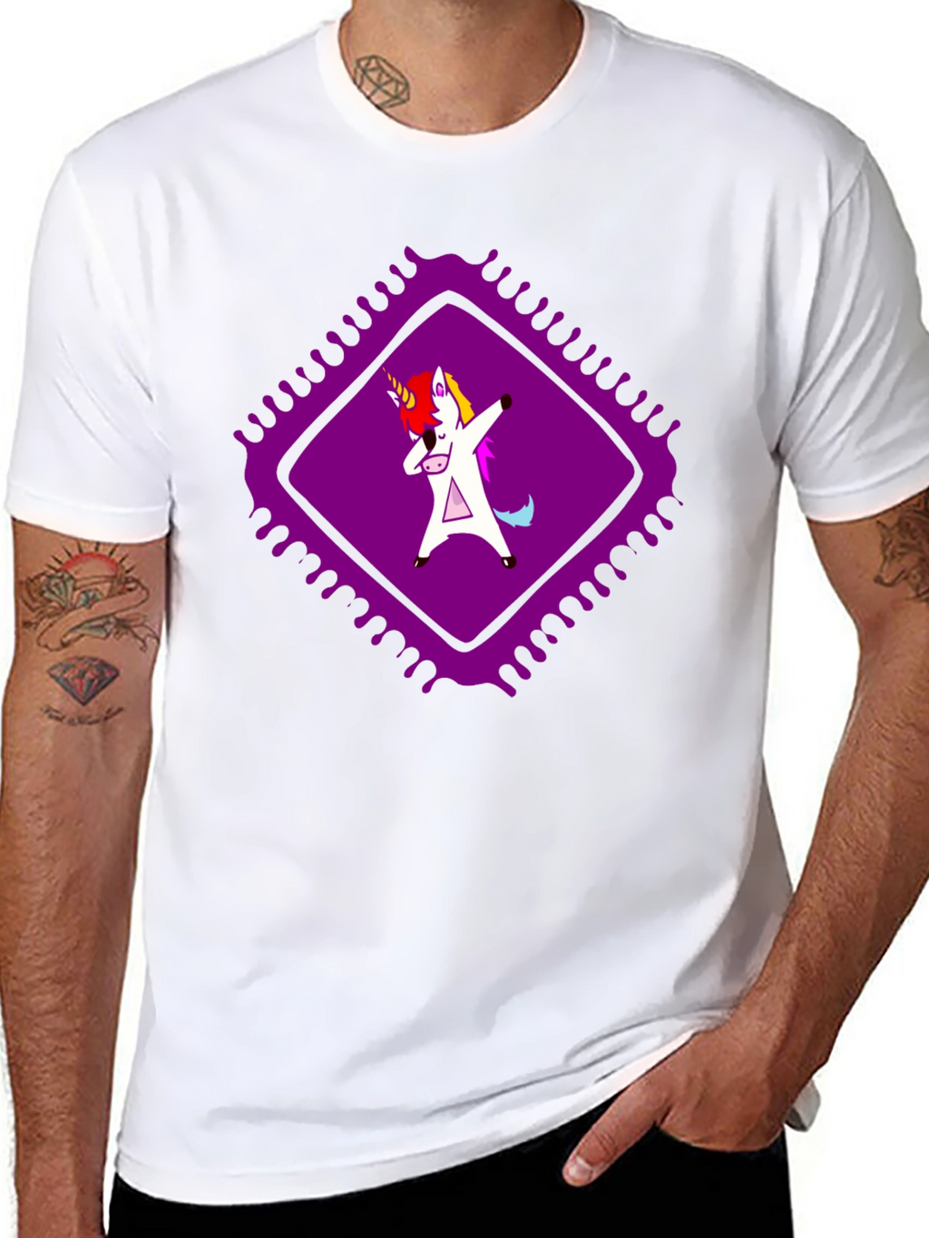 Dabbing Unicorn Graphic Tee - Black