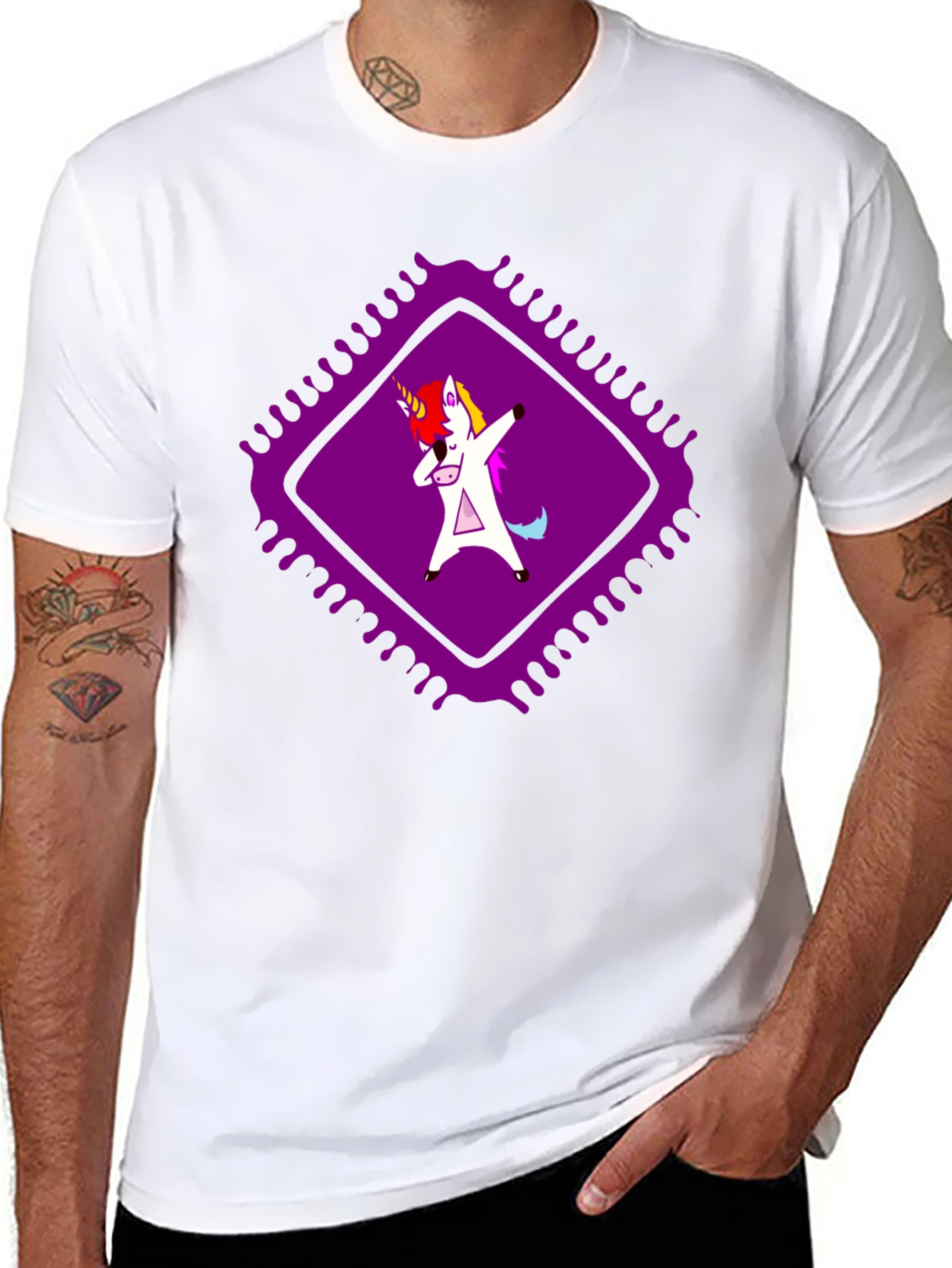 Dabbing Unicorn Graphic Tee - Black