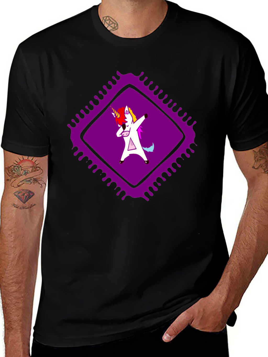 Dabbing Unicorn Graphic Tee - Black