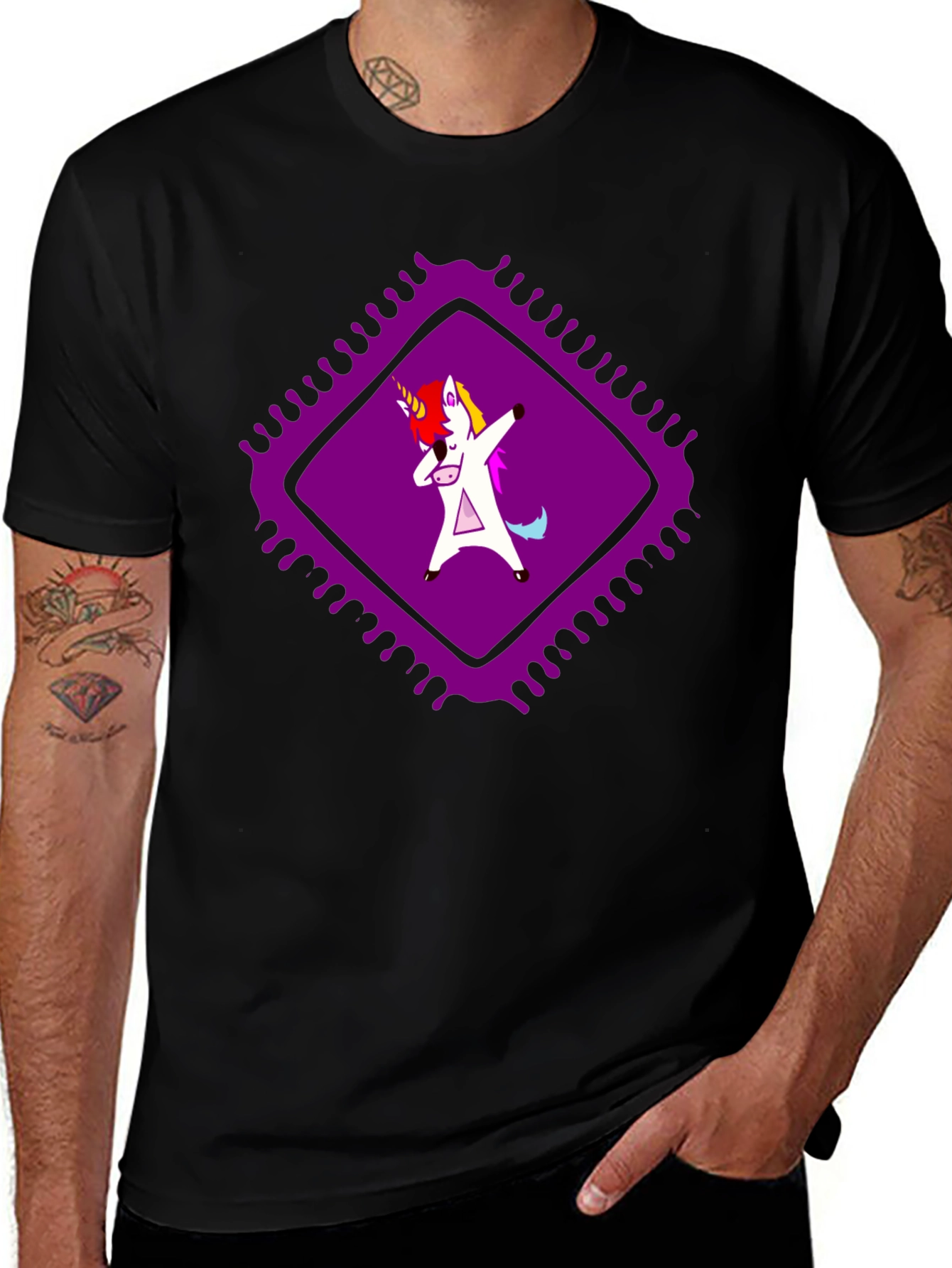 Dabbing Unicorn Graphic Tee - Black