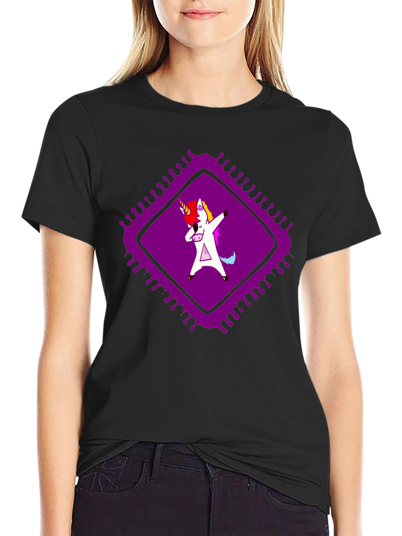 Dabbing Unicorn Graphic Tee - Black