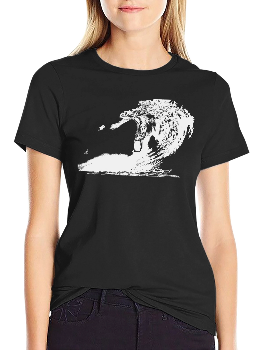 Mens Black Wave Graphic T-Shirt
