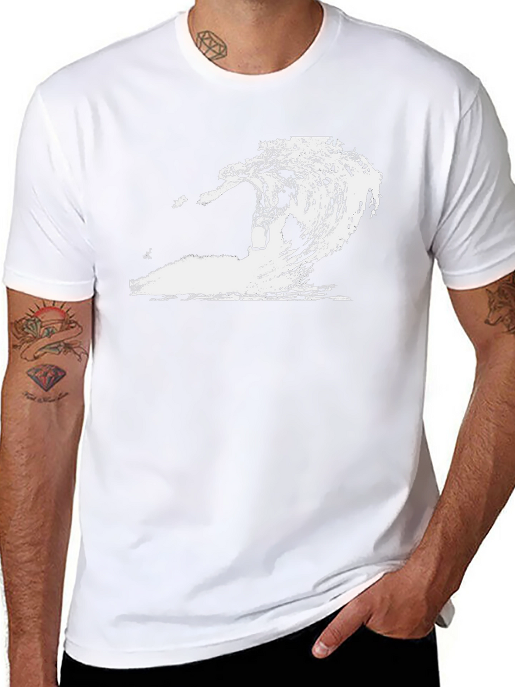 Mens Black Wave Graphic T-Shirt