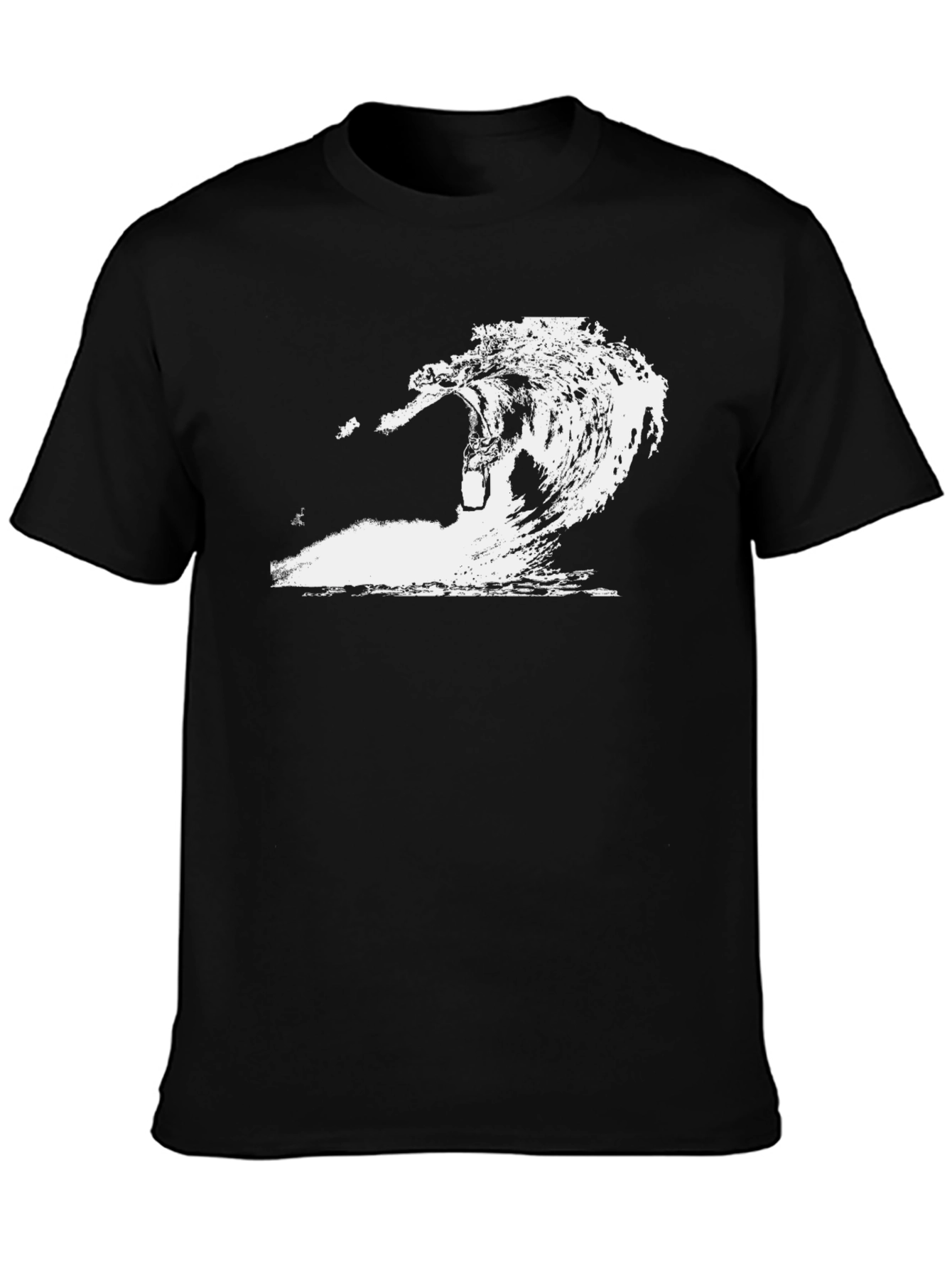 Mens Black Wave Graphic T-Shirt
