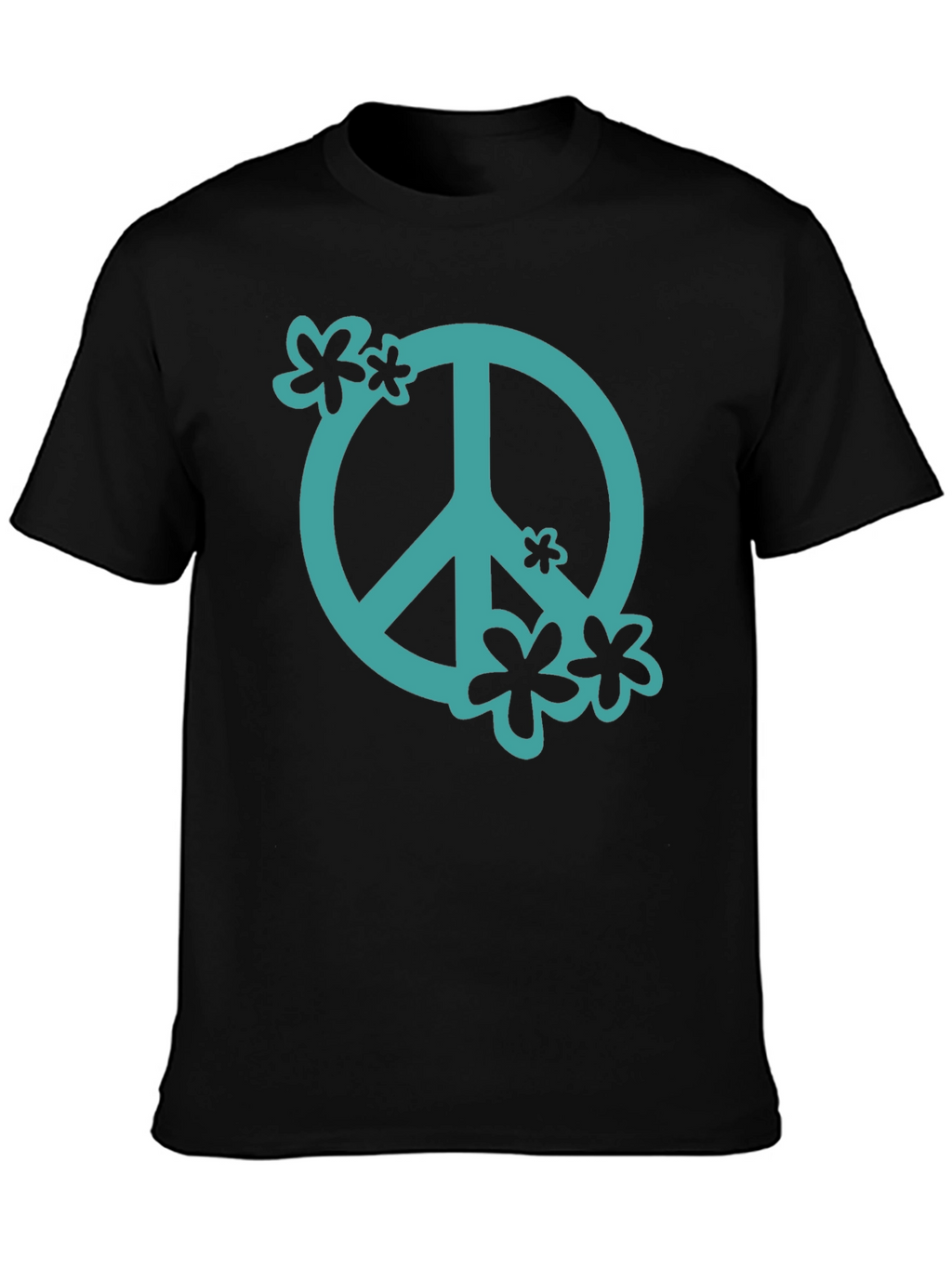 Peace Sign Graphic Tee - Black Cotton Casual Shirt