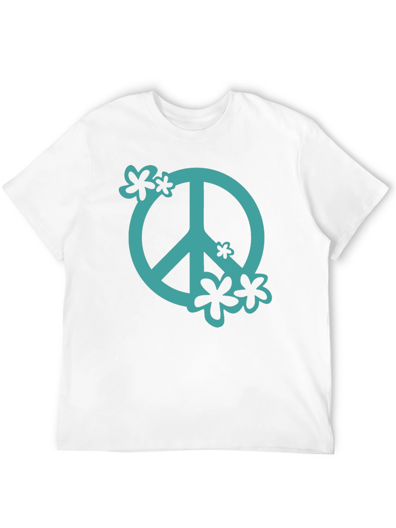 Peace Sign Graphic Tee - Black Cotton Casual Shirt