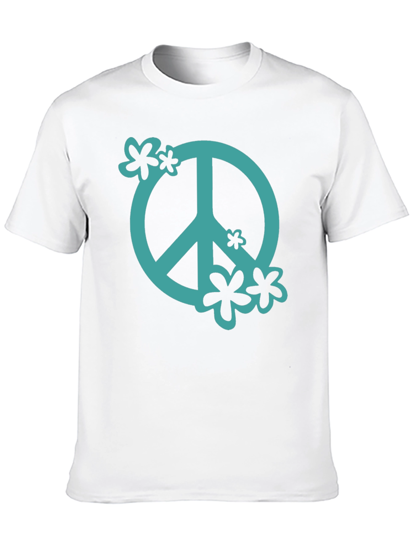 Peace Sign Graphic Tee - Black Cotton Casual Shirt