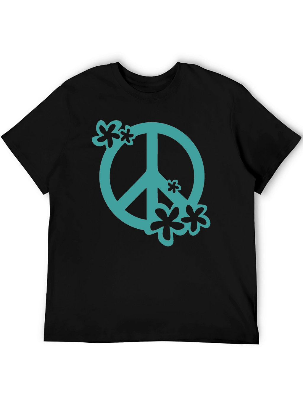 Peace Sign Graphic Tee - Black Cotton Casual Shirt