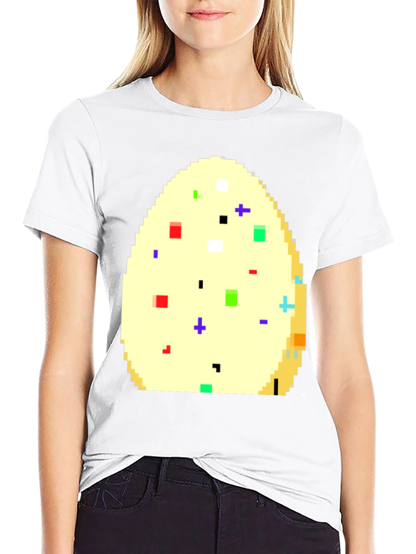 Pixelated Easter Egg Graphic Tee - Black