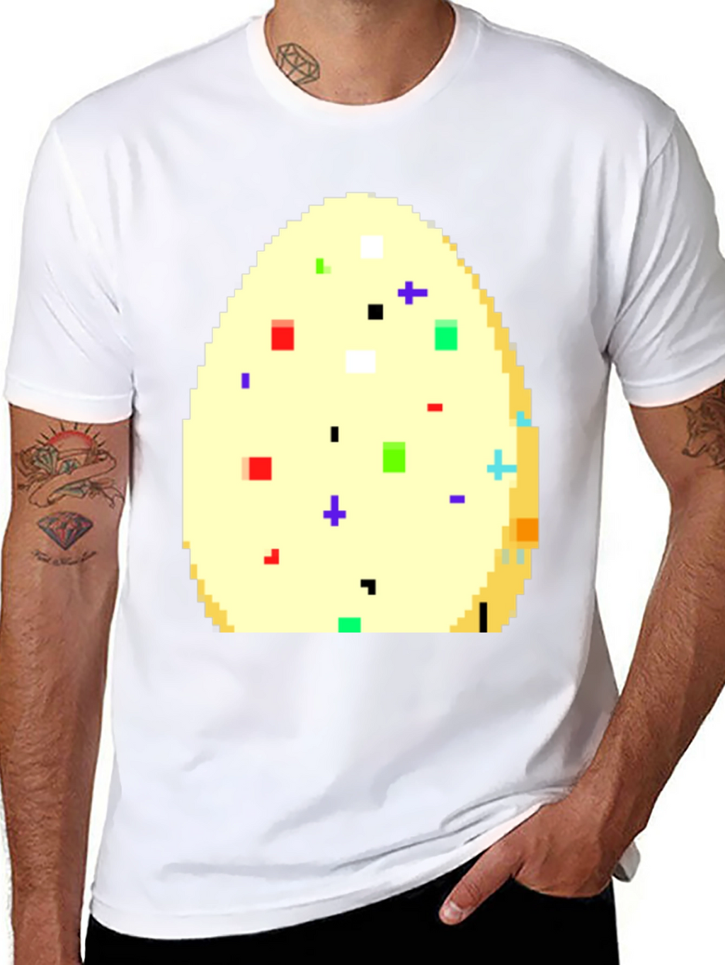 Pixelated Easter Egg Graphic Tee - Black
