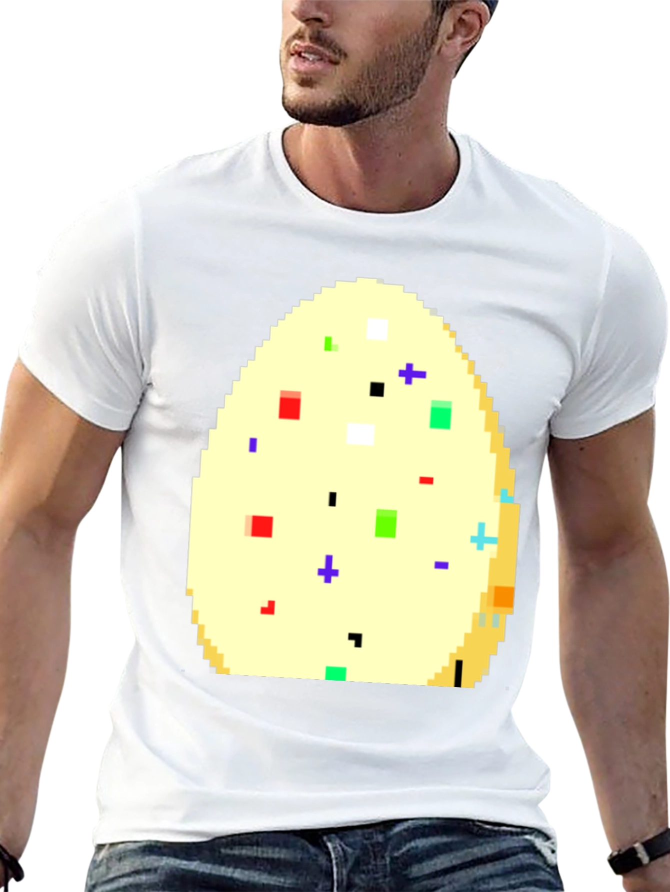 Pixelated Easter Egg Graphic Tee - Black
