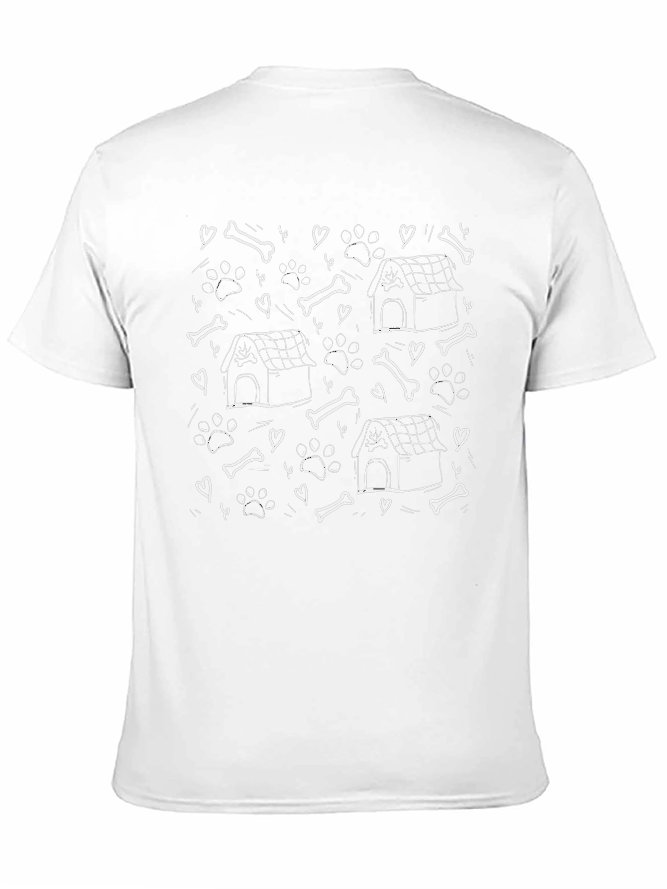 Dog Lovers Graphic Tee - Bones Paw Prints and Doghouses