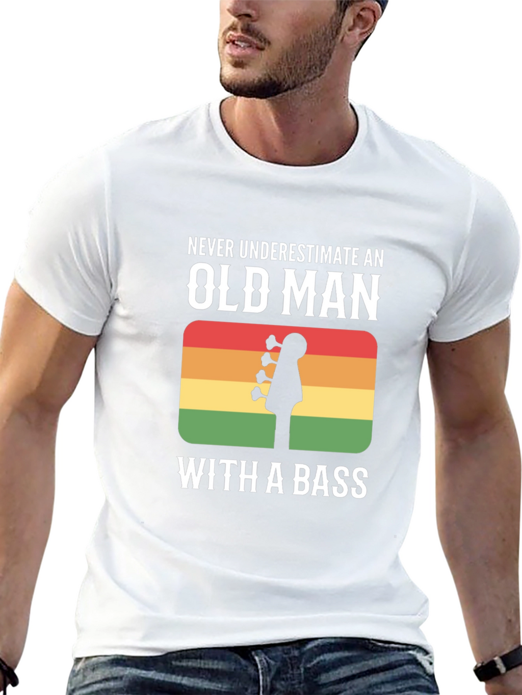Old Man With a Bass Guitar T-Shirt