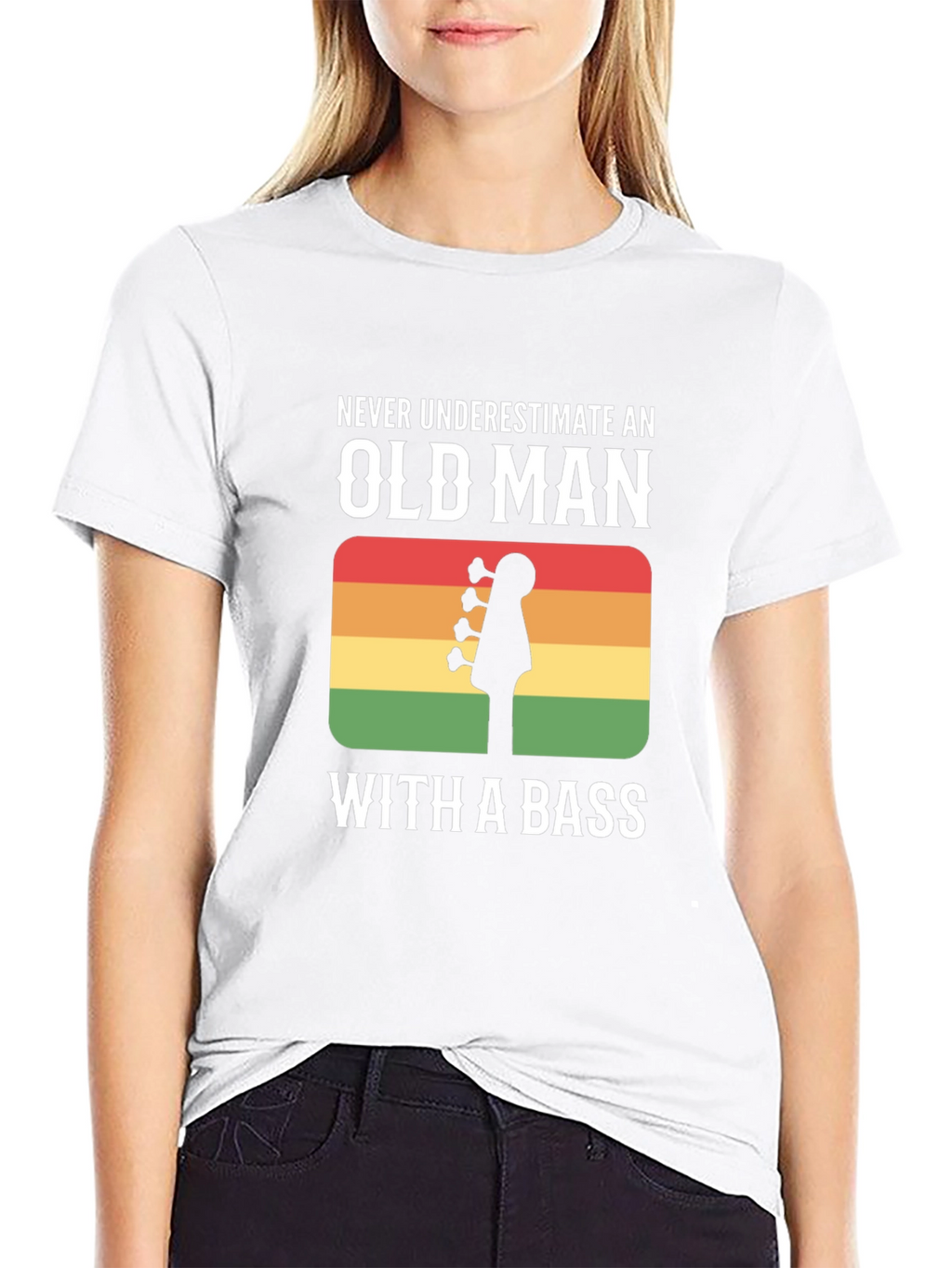 Old Man With a Bass Guitar T-Shirt