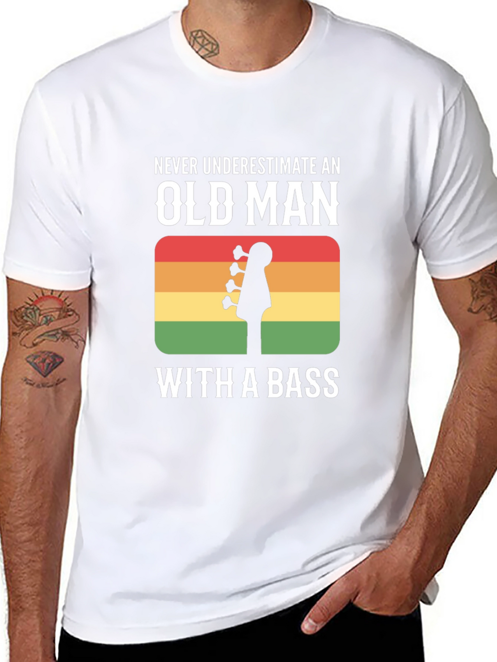 Old Man With a Bass Guitar T-Shirt