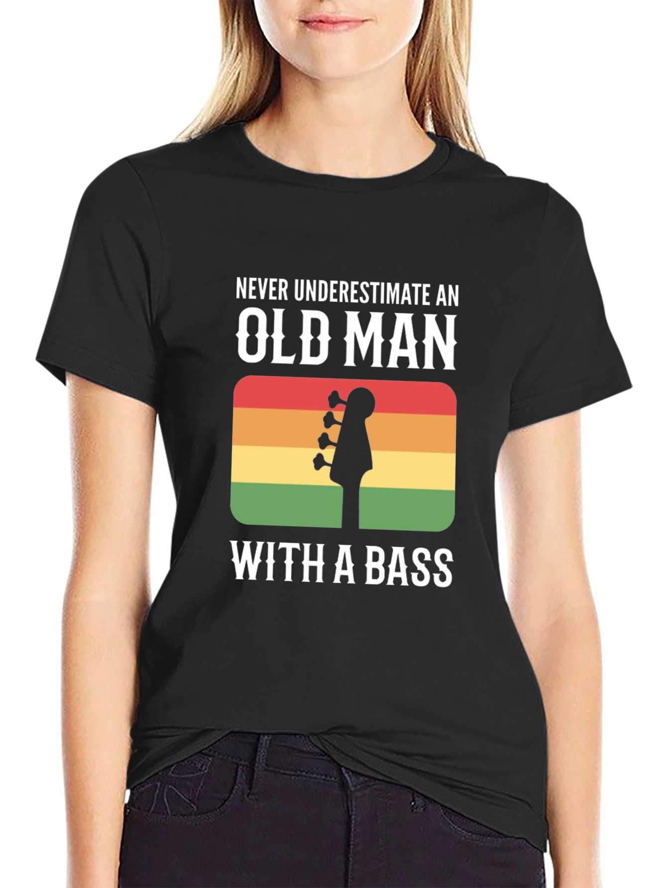 Old Man With a Bass Guitar T-Shirt