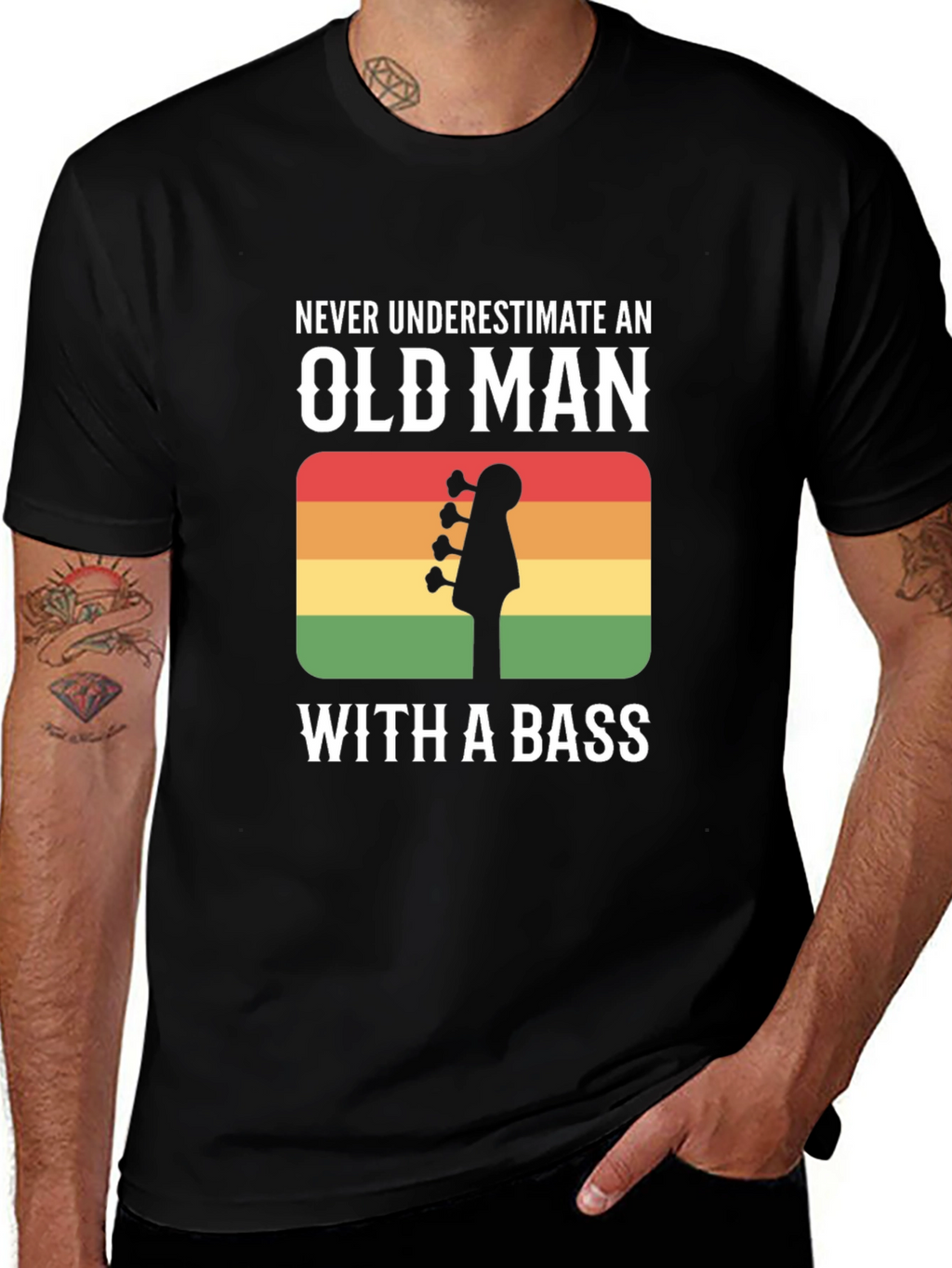 Old Man With a Bass Guitar T-Shirt