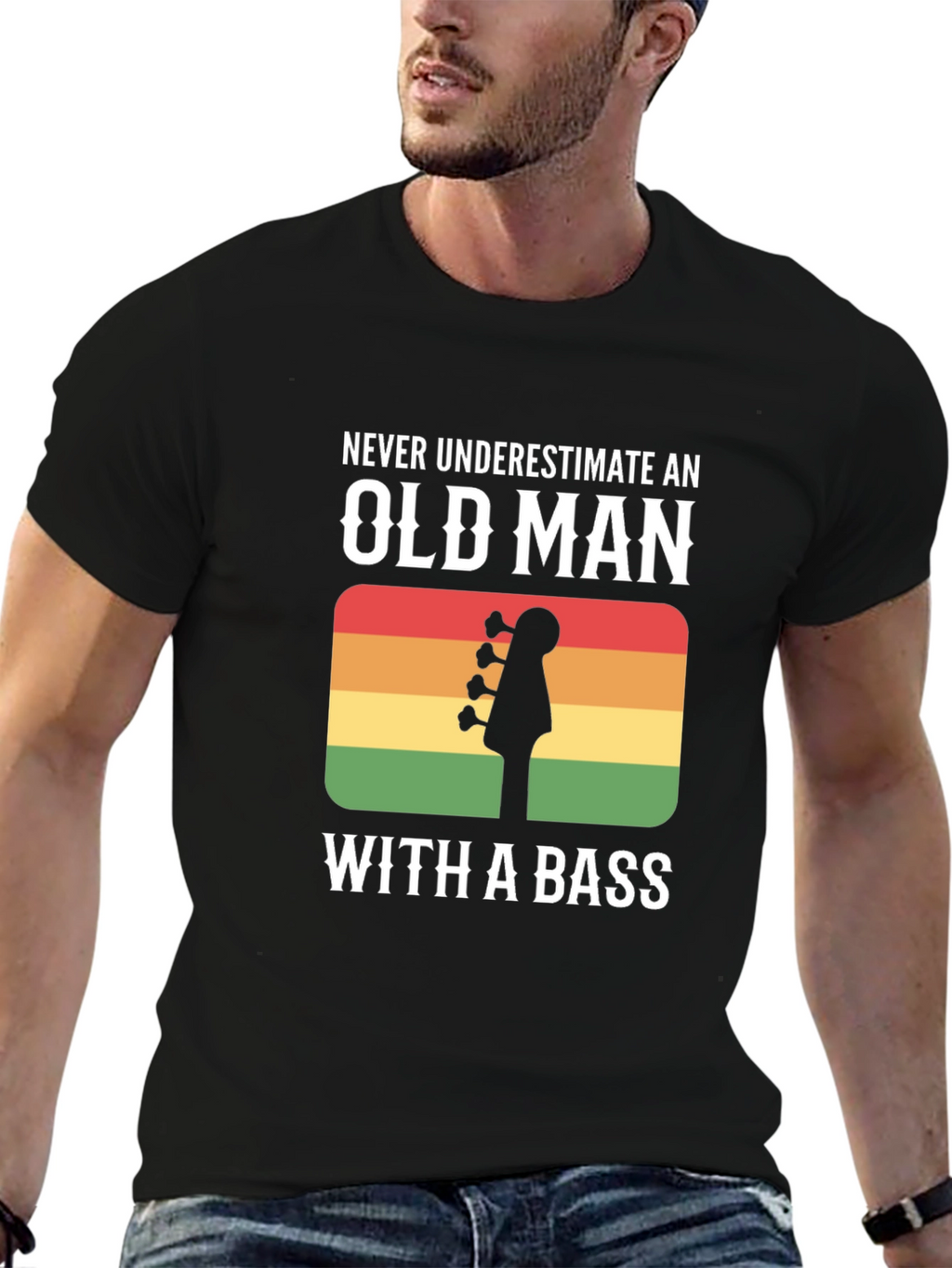 Old Man With a Bass Guitar T-Shirt
