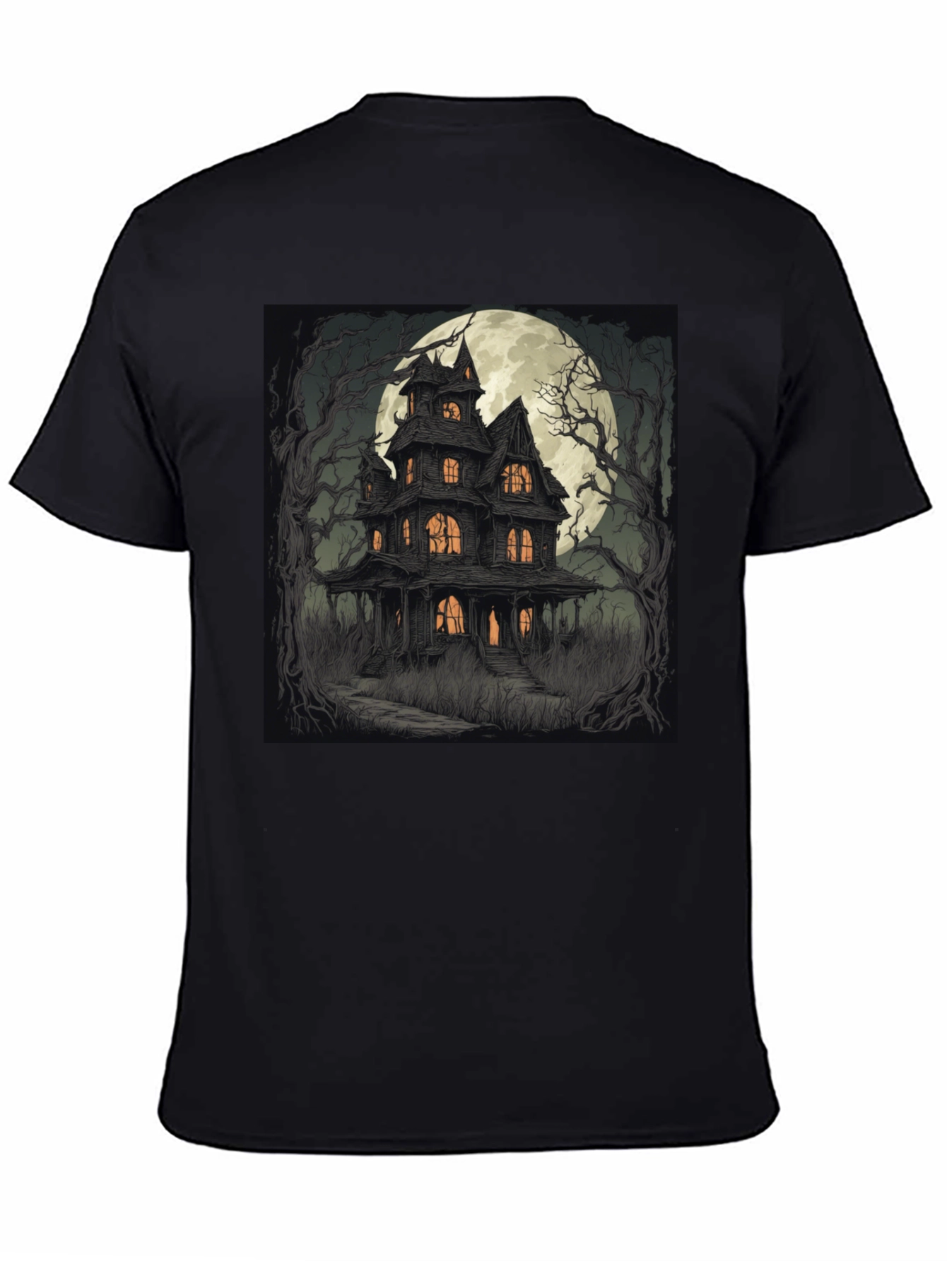 Haunted House Graphic Tee - Spooky Halloween Style