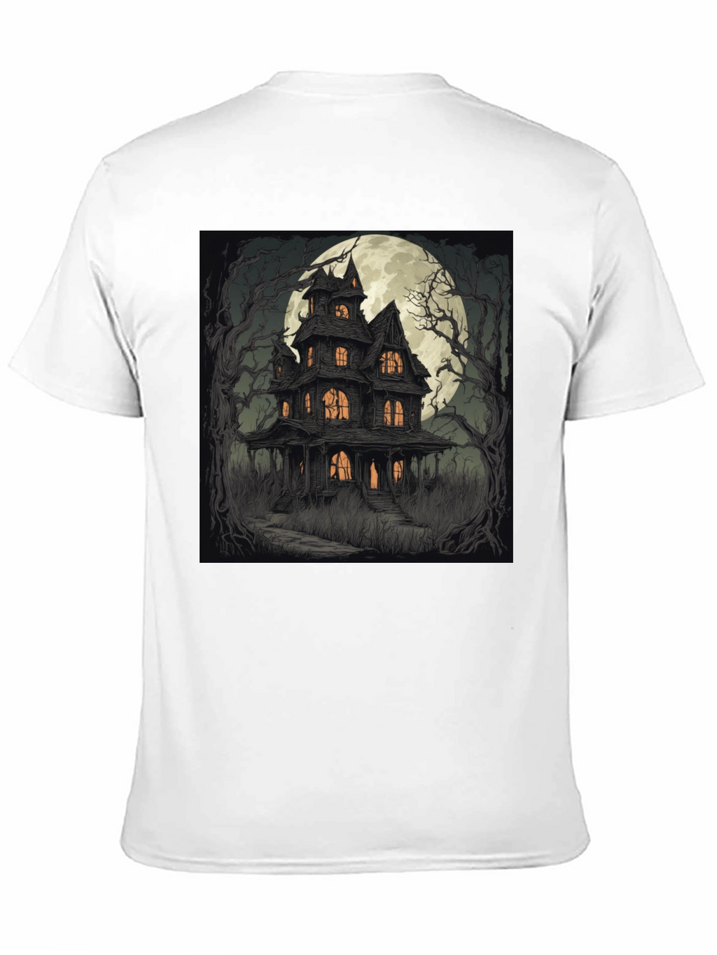 Haunted House Graphic Tee - Spooky Halloween Style