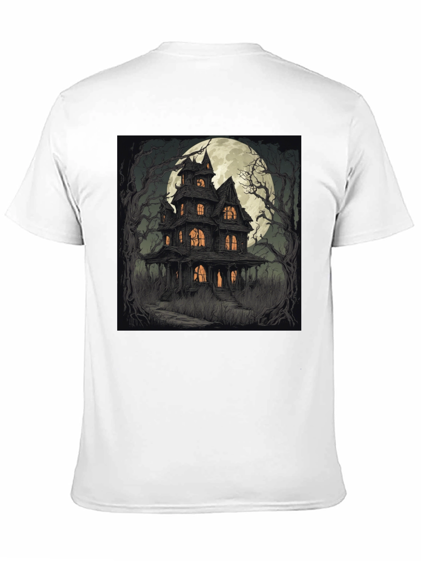 Haunted House Graphic Tee - Spooky Halloween Style