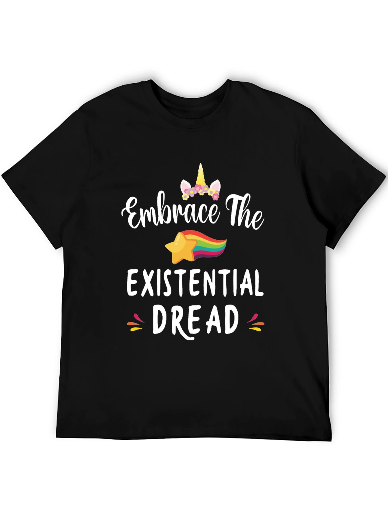 Embrace The Existential Dread Funny Unicorn Star T-Shirt