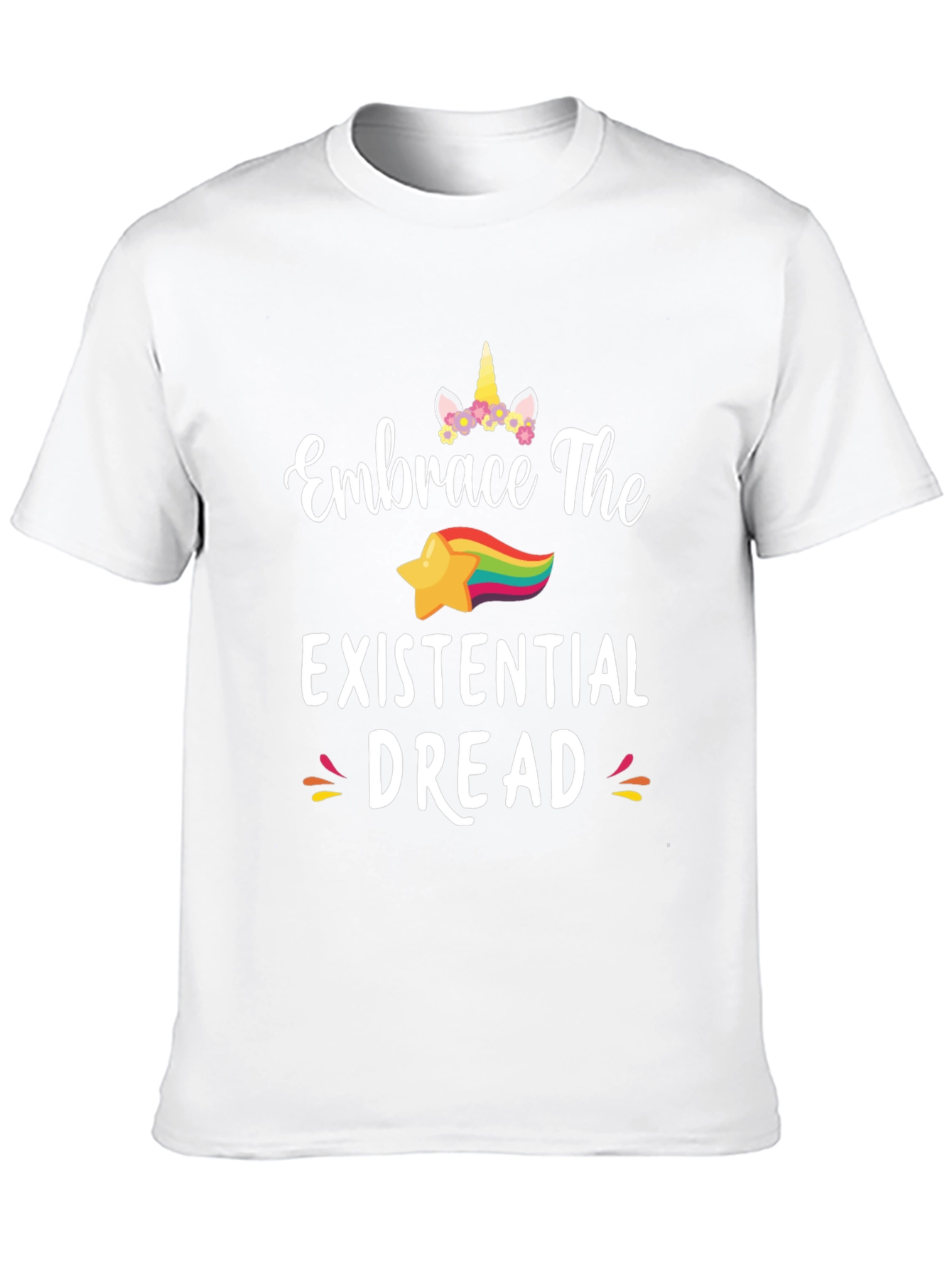 Embrace The Existential Dread Funny Unicorn Star T-Shirt