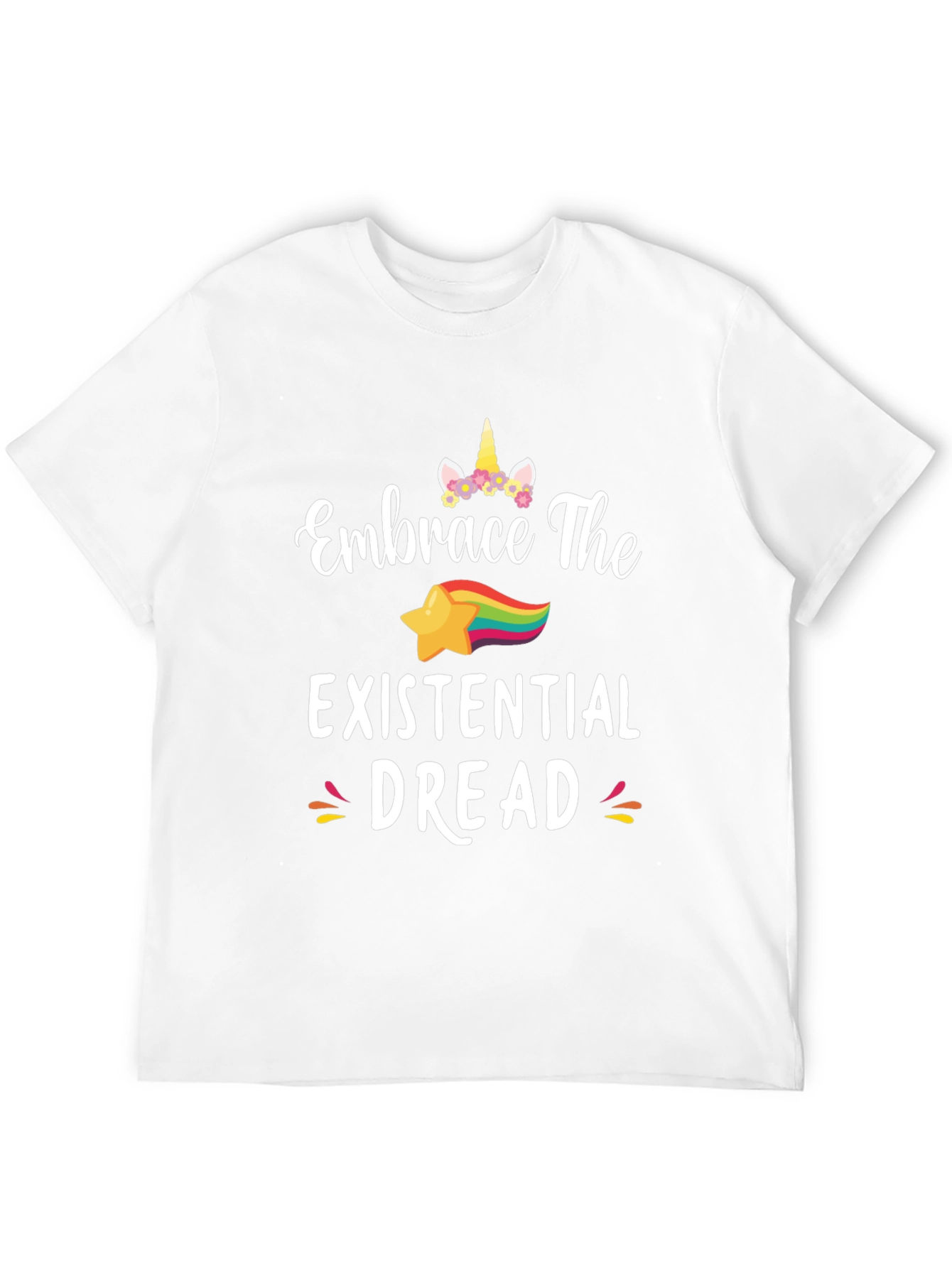 Embrace The Existential Dread Funny Unicorn Star T-Shirt