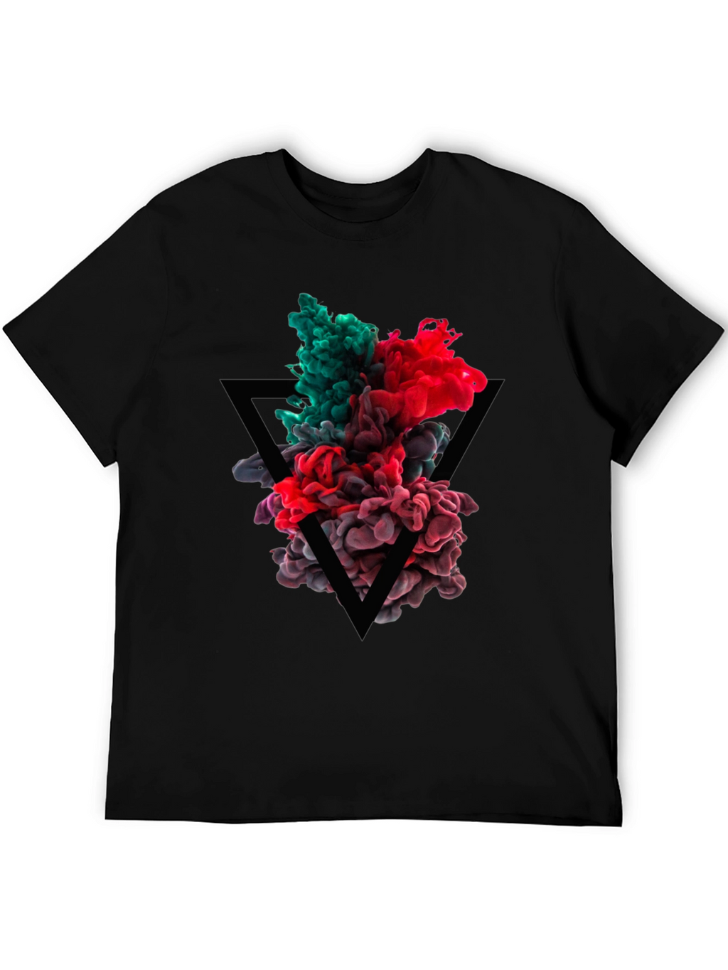 Abstract Ink Triangle Graphic Tee - Black