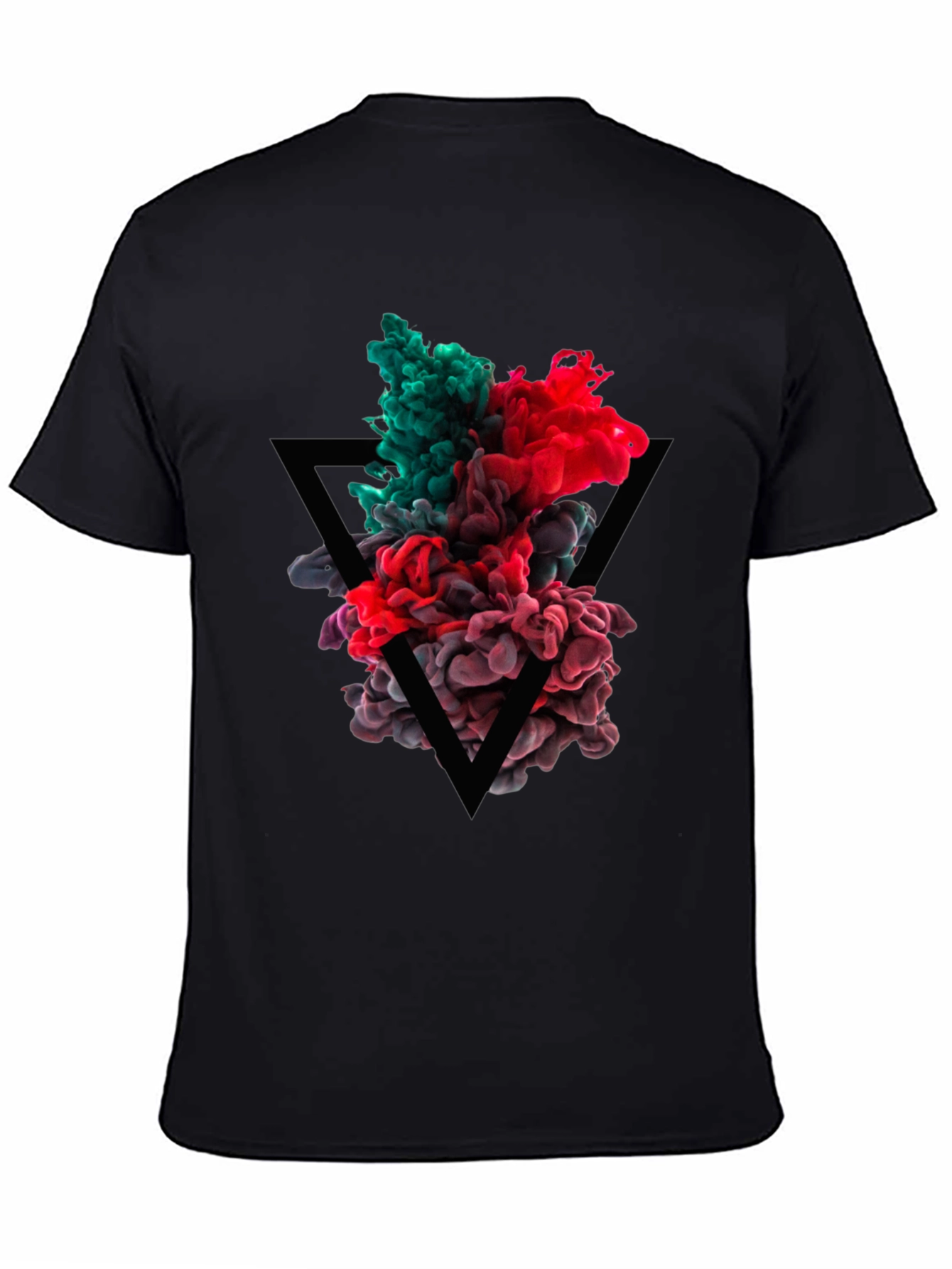 Abstract Ink Triangle Graphic Tee - Black
