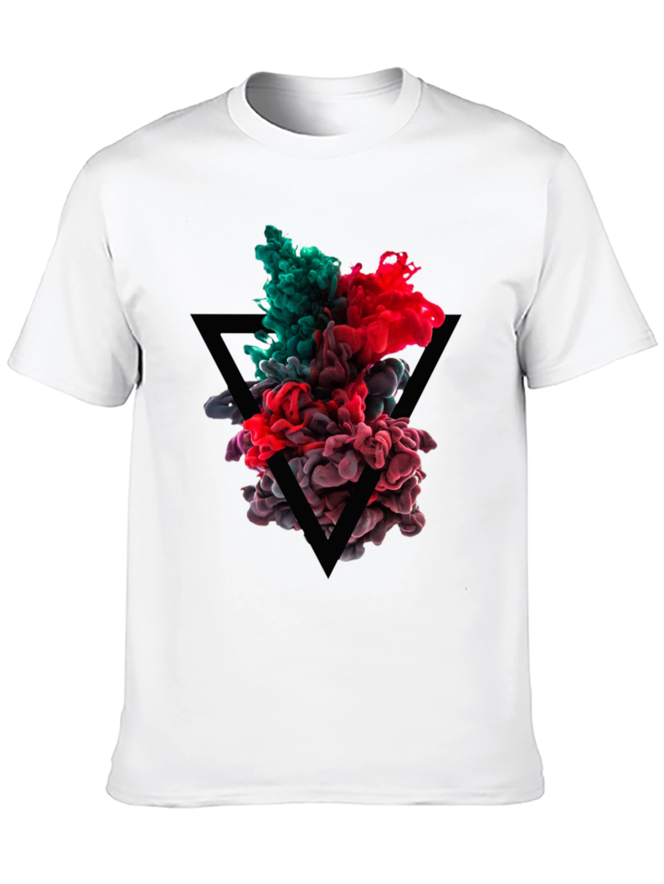 Abstract Ink Triangle Graphic Tee - Black