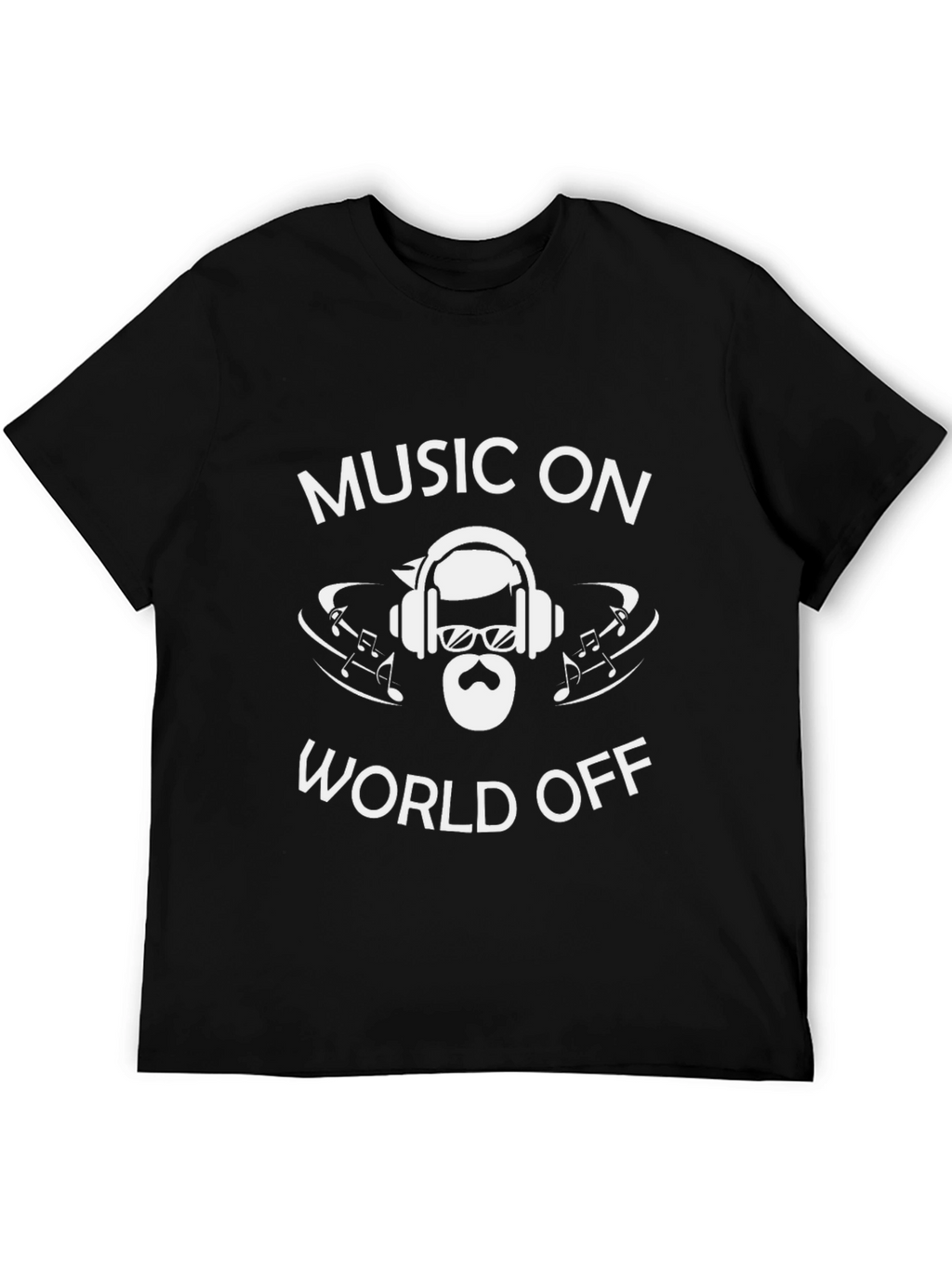 Music On World Off Black Graphic Tee