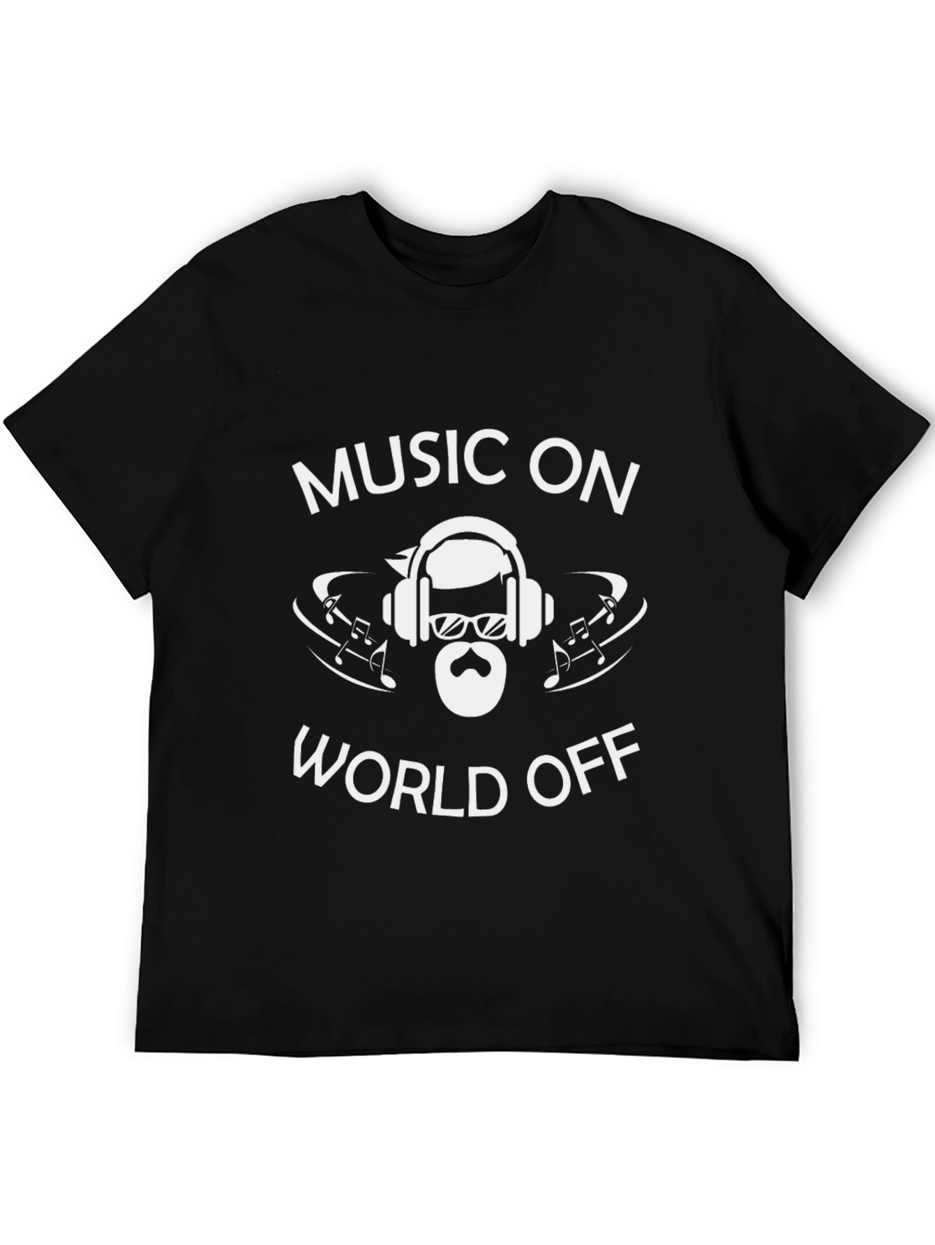 Music On World Off Black Graphic Tee