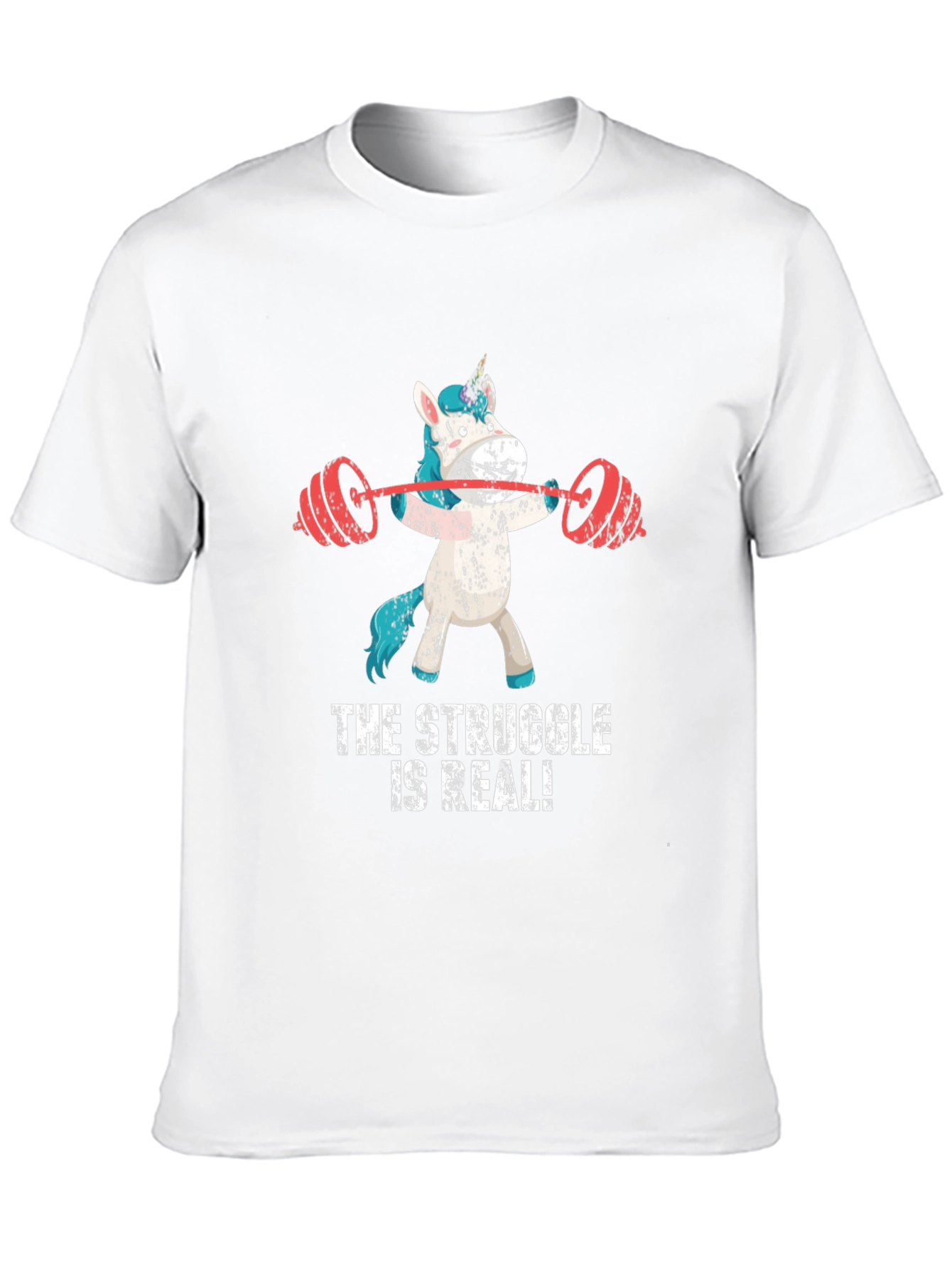 Funny Gym Unicorn Graphic Tee - The Struggle Is Real!