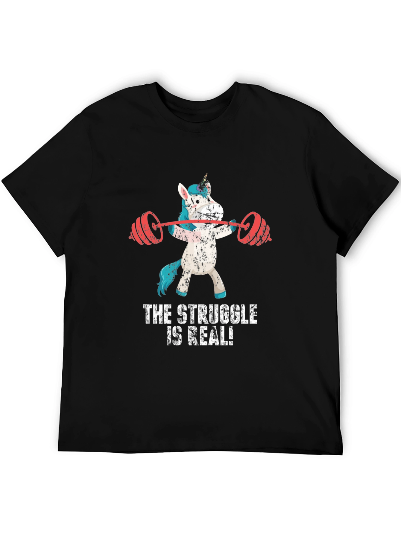 Funny Gym Unicorn Graphic Tee - The Struggle Is Real!