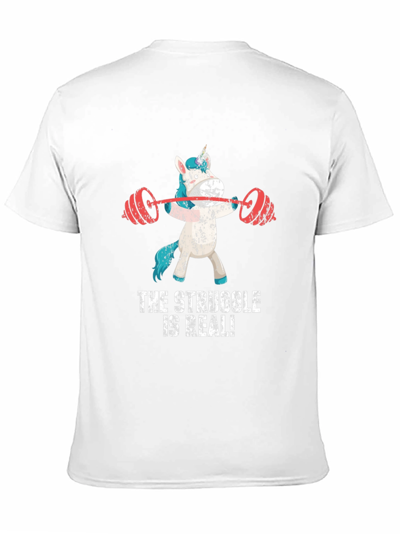Funny Gym Unicorn Graphic Tee - The Struggle Is Real!