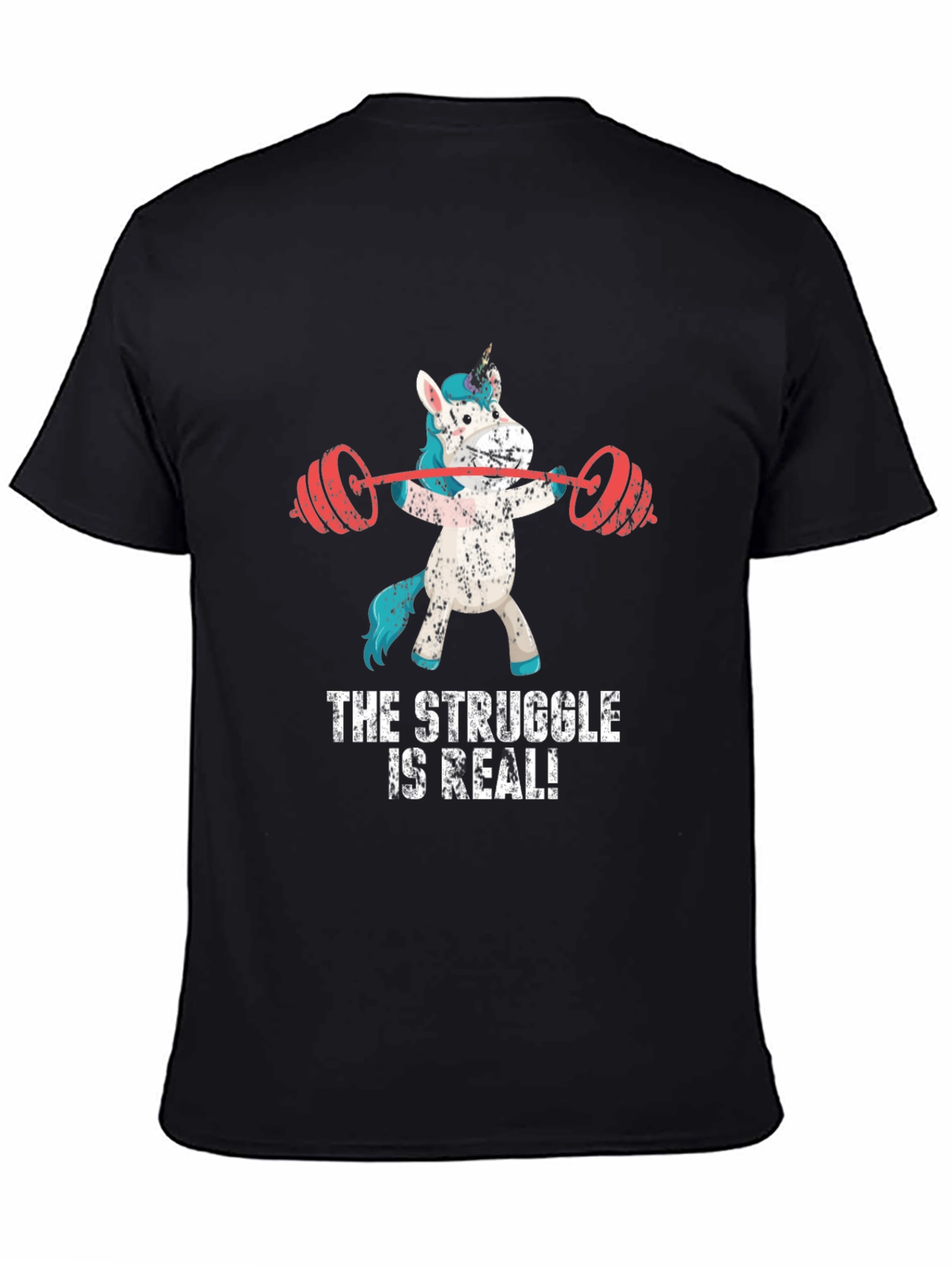 Funny Gym Unicorn Graphic Tee - The Struggle Is Real!