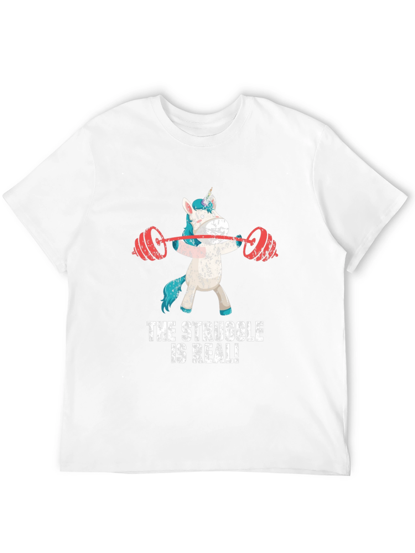 Funny Gym Unicorn Graphic Tee - The Struggle Is Real!