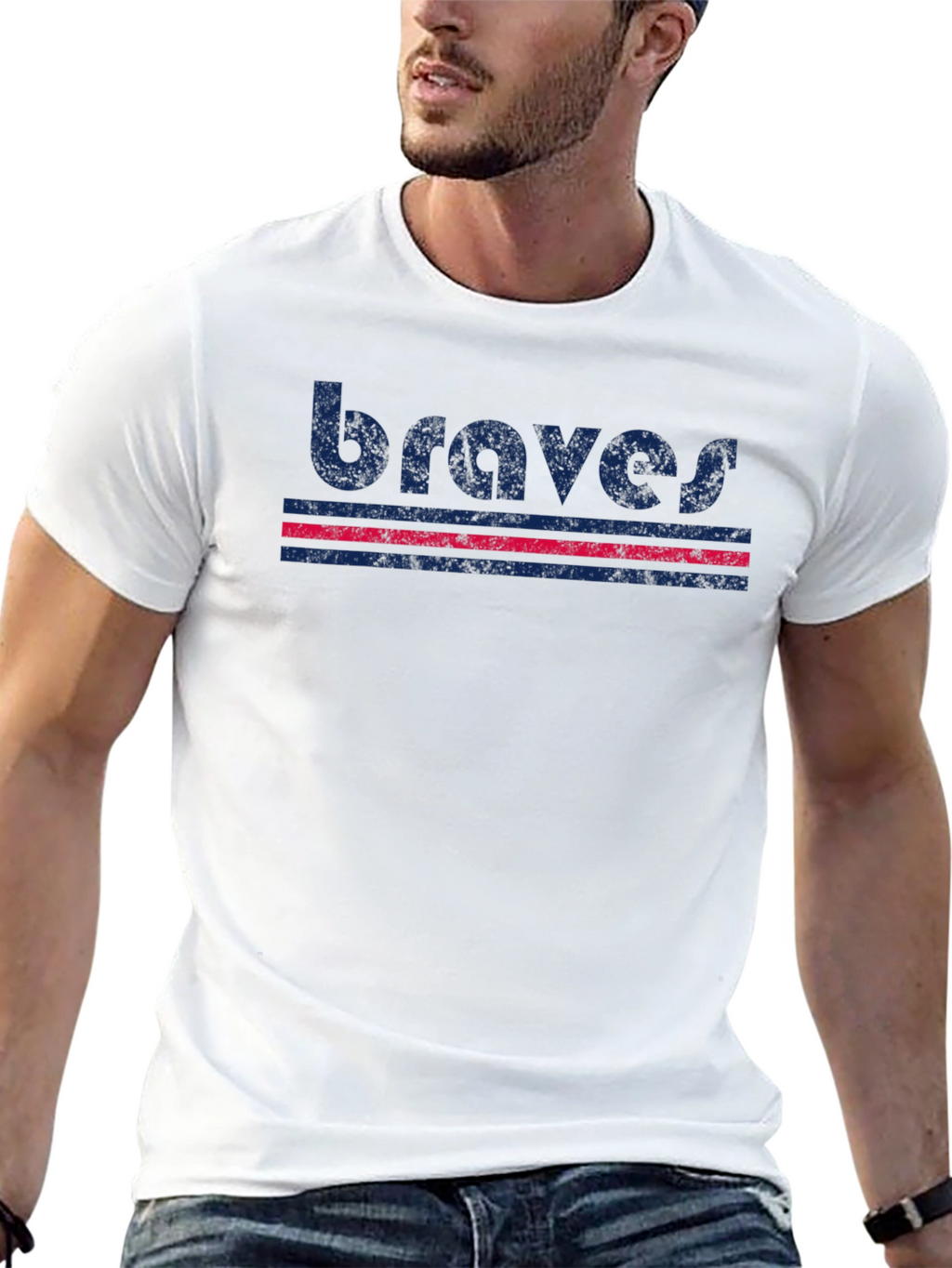 Braves Retro Graphic T-Shirt - Black Cotton Blend