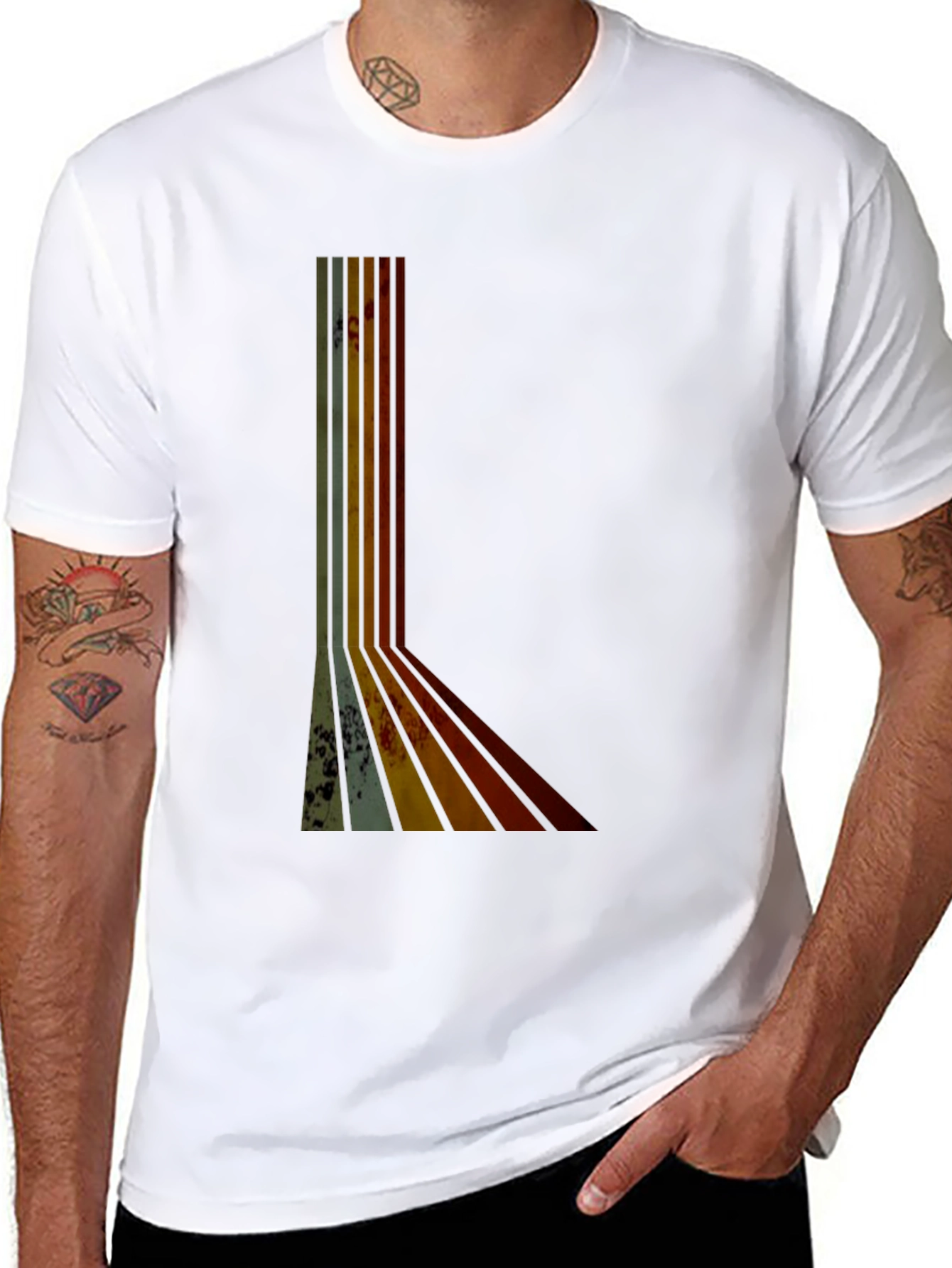Retro Stripe Graphic Tee - Vintage Style T-Shirt