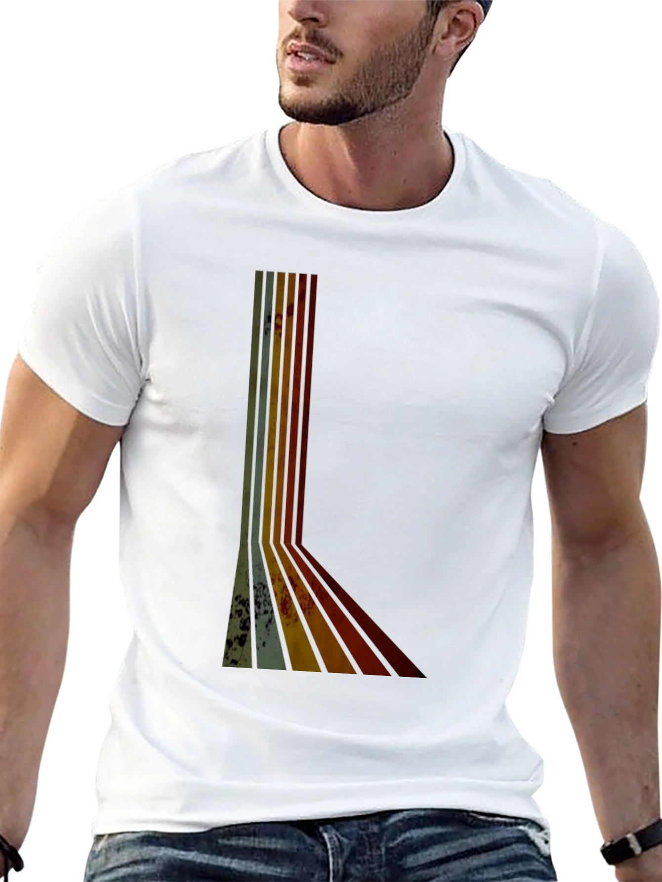 Retro Stripe Graphic Tee - Vintage Style T-Shirt
