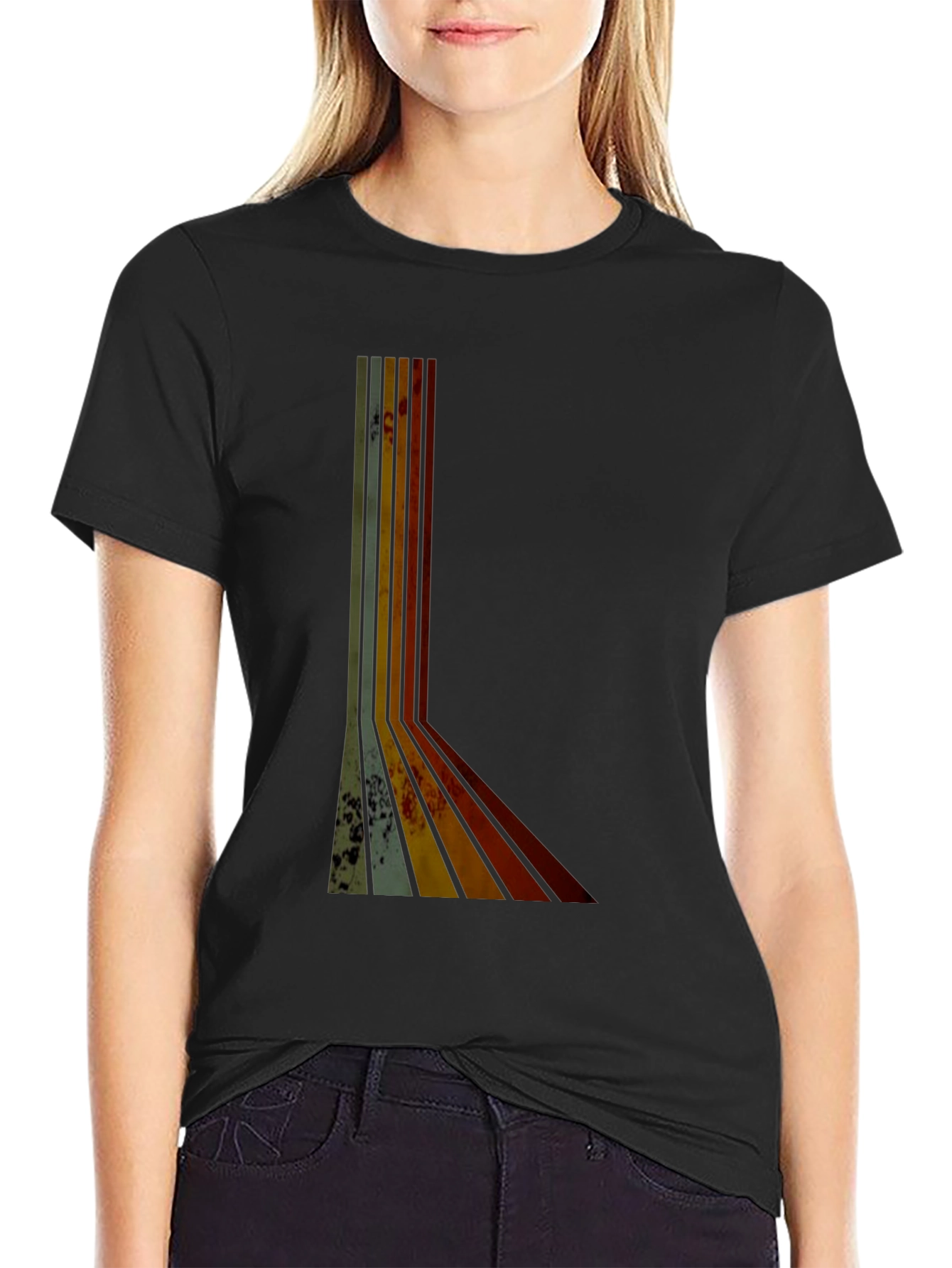 Retro Stripe Graphic Tee - Vintage Style T-Shirt