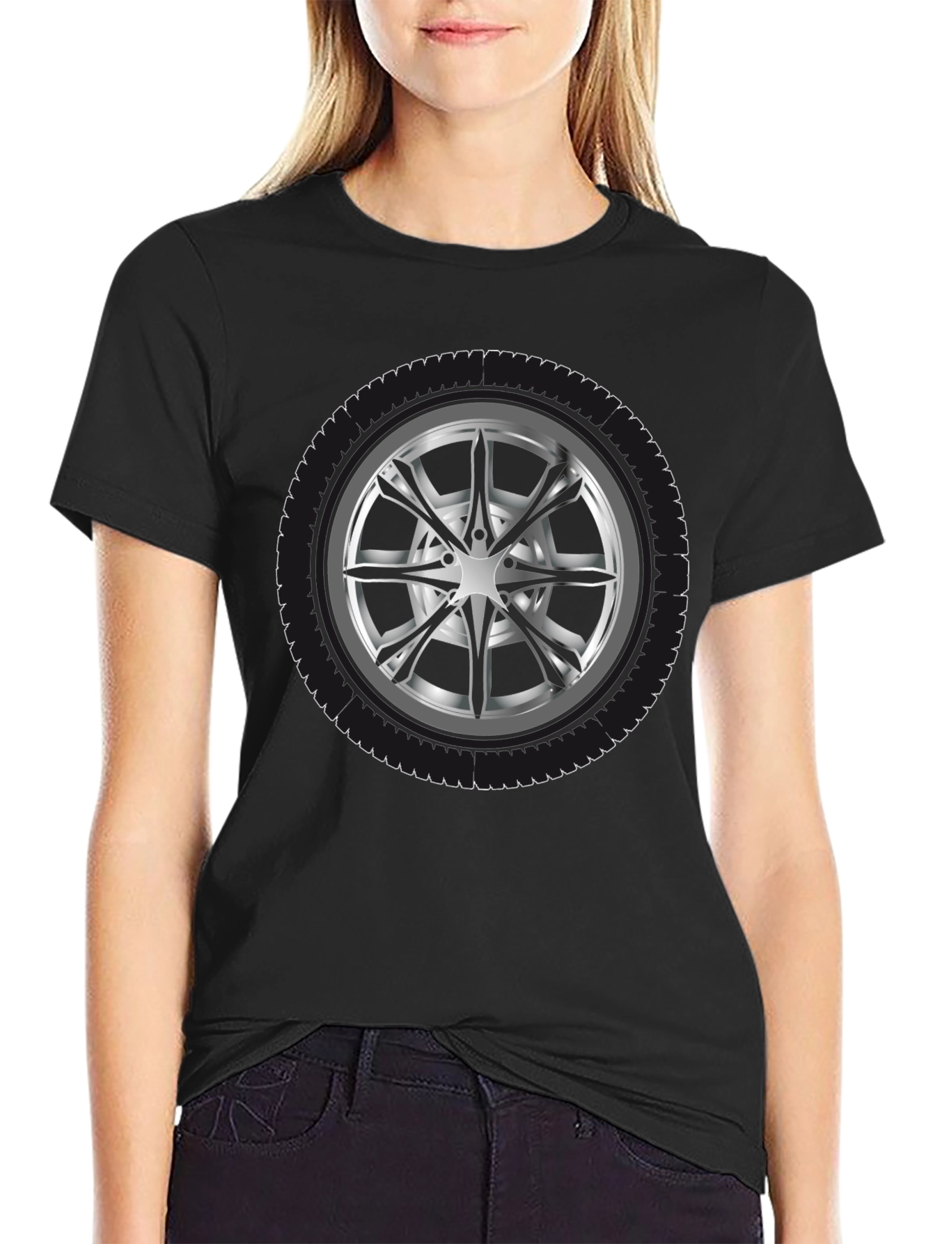 Wheel Graphic Black T-Shirt - Car Enthusiast Apparel