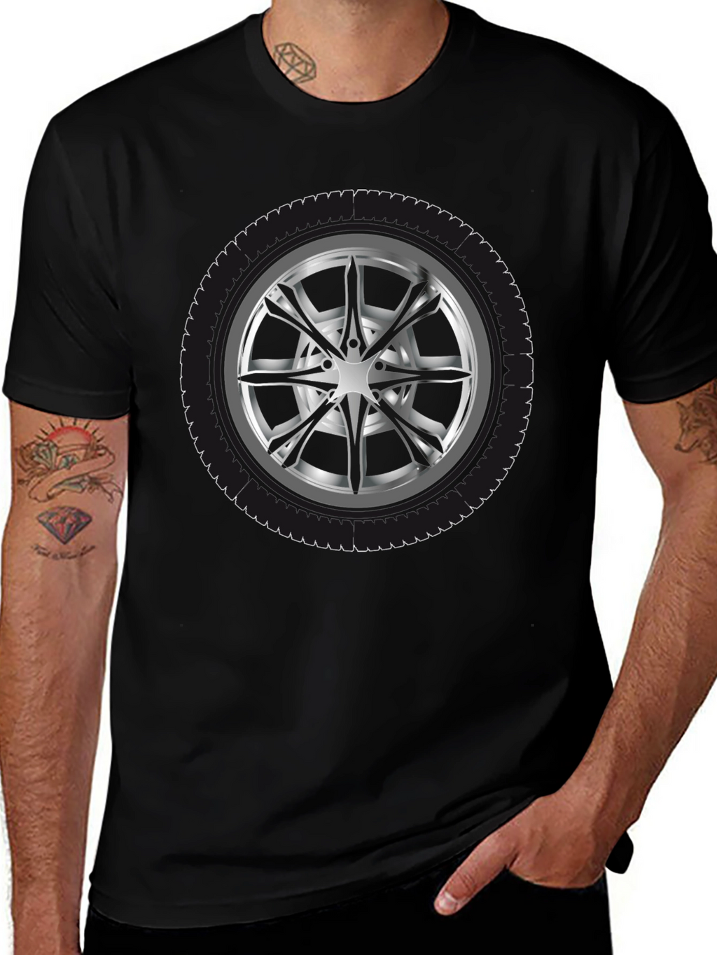 Wheel Graphic Black T-Shirt - Car Enthusiast Apparel