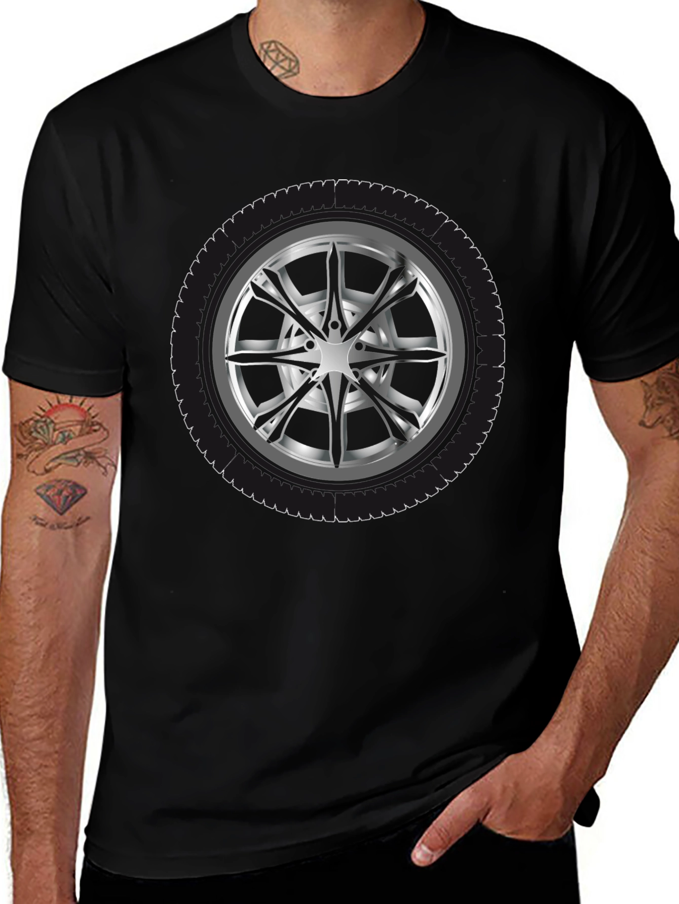Wheel Graphic Black T-Shirt - Car Enthusiast Apparel